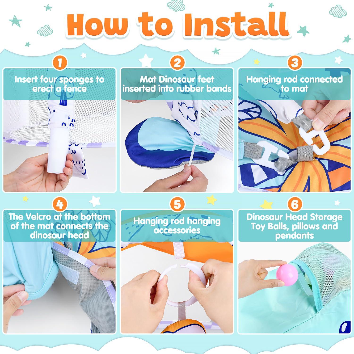 Alfombra de Juego para Bebés PLAY 4-en-1 - Dinosaurios, Lavable