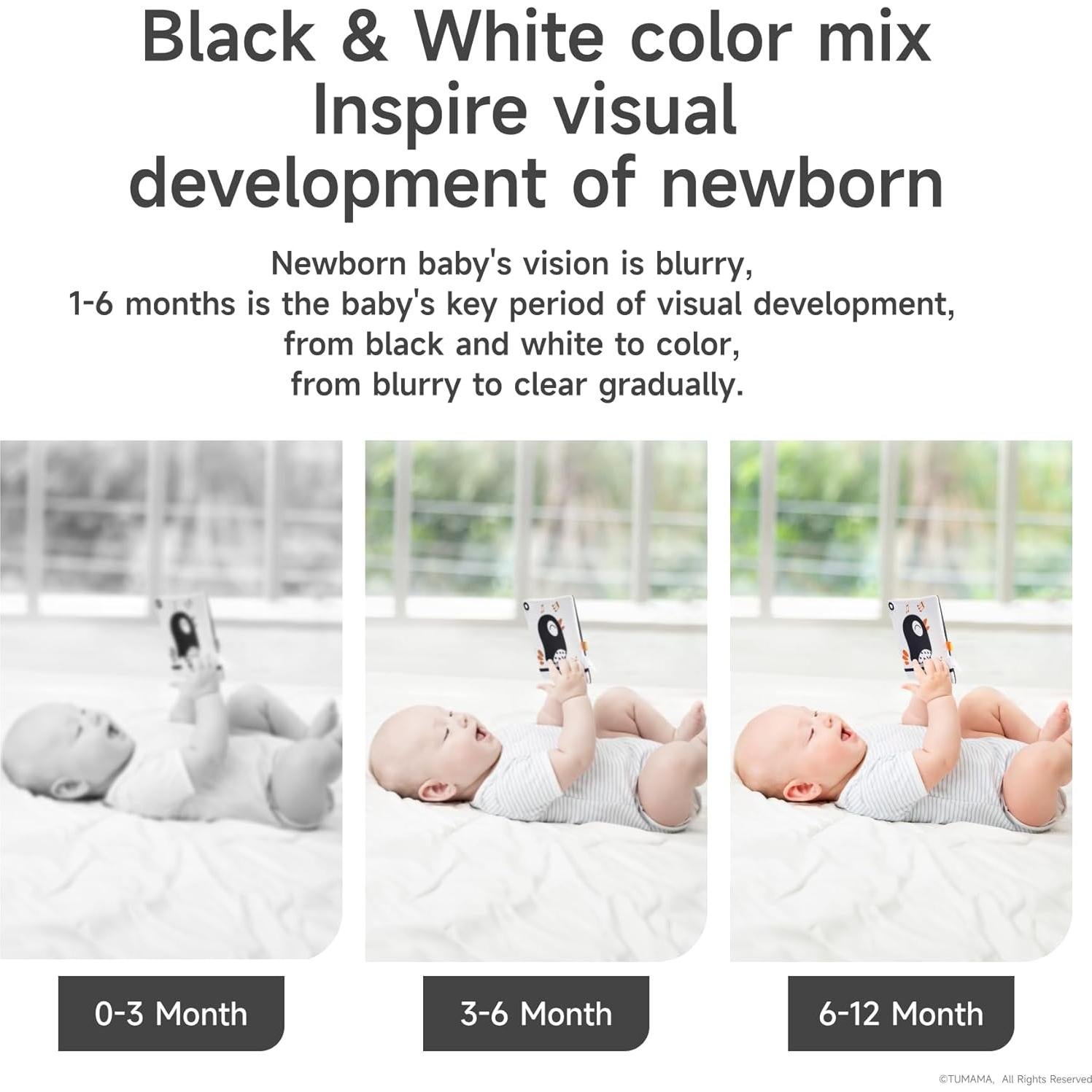 Juguetes para Bebés TUMAMA en Blanco y Negro - Sensorial 0-12 Meses