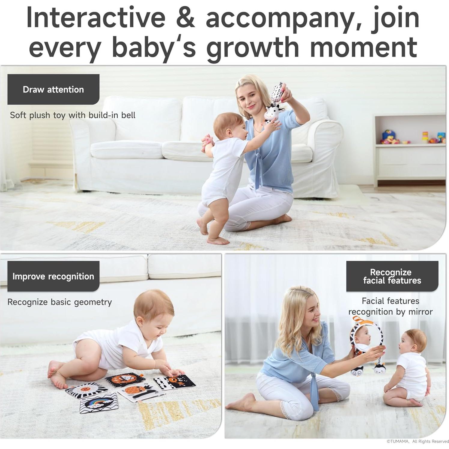 Juguetes para Bebés TUMAMA en Blanco y Negro - Sensorial 0-12 Meses