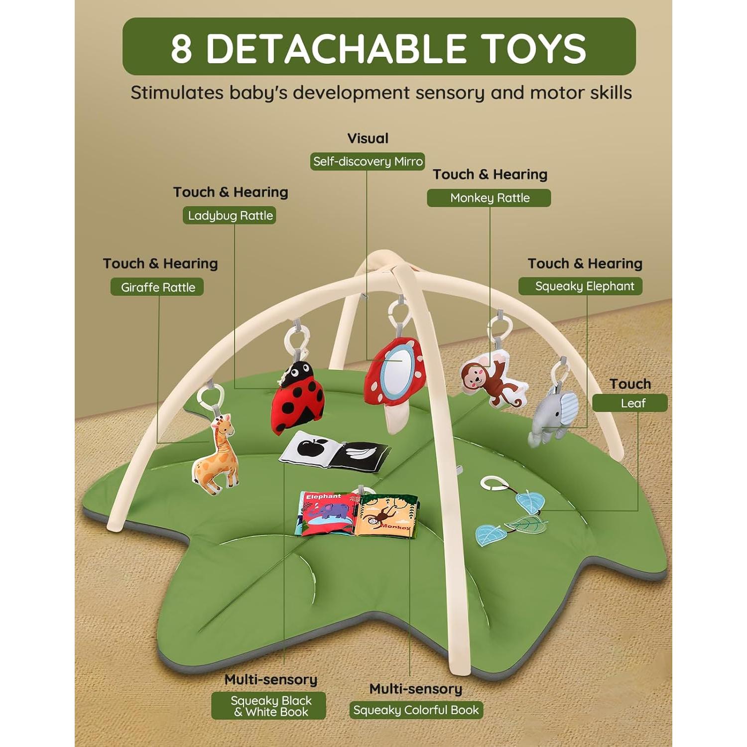 Gimnasio de Juego para Bebés Lilian&Gema - Alfombra de Actividad 111x112cm