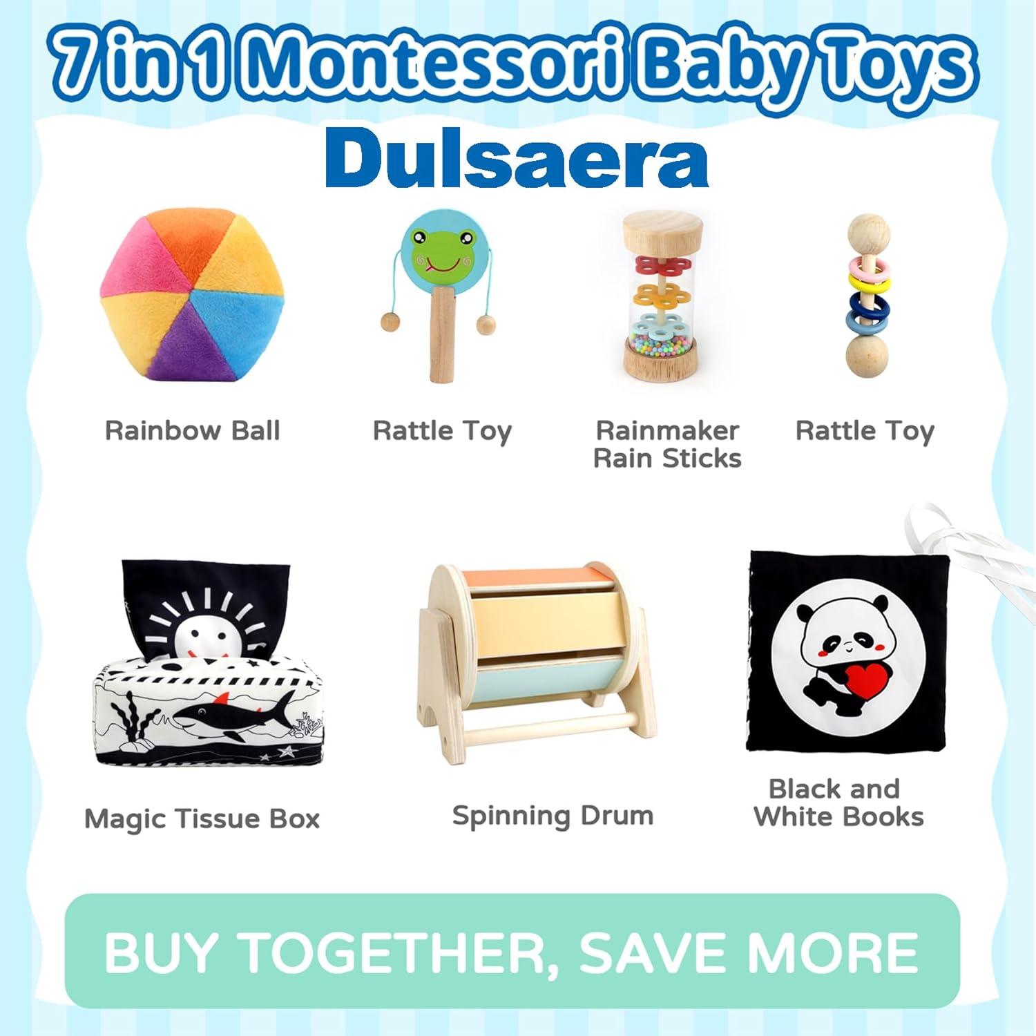 Set de Juguetes Montessori Dulsaera 7 en 1 para Bebés 0-6 Meses