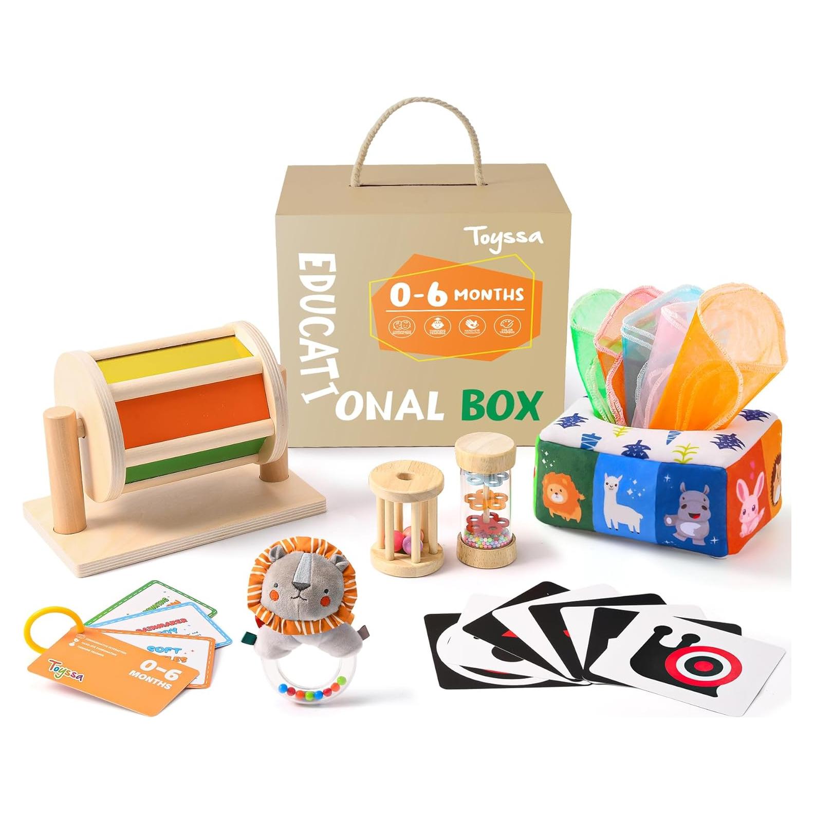 Toyssa Juguetes Educativos de Madera 6 en 1 para Bebés 0-6 Meses