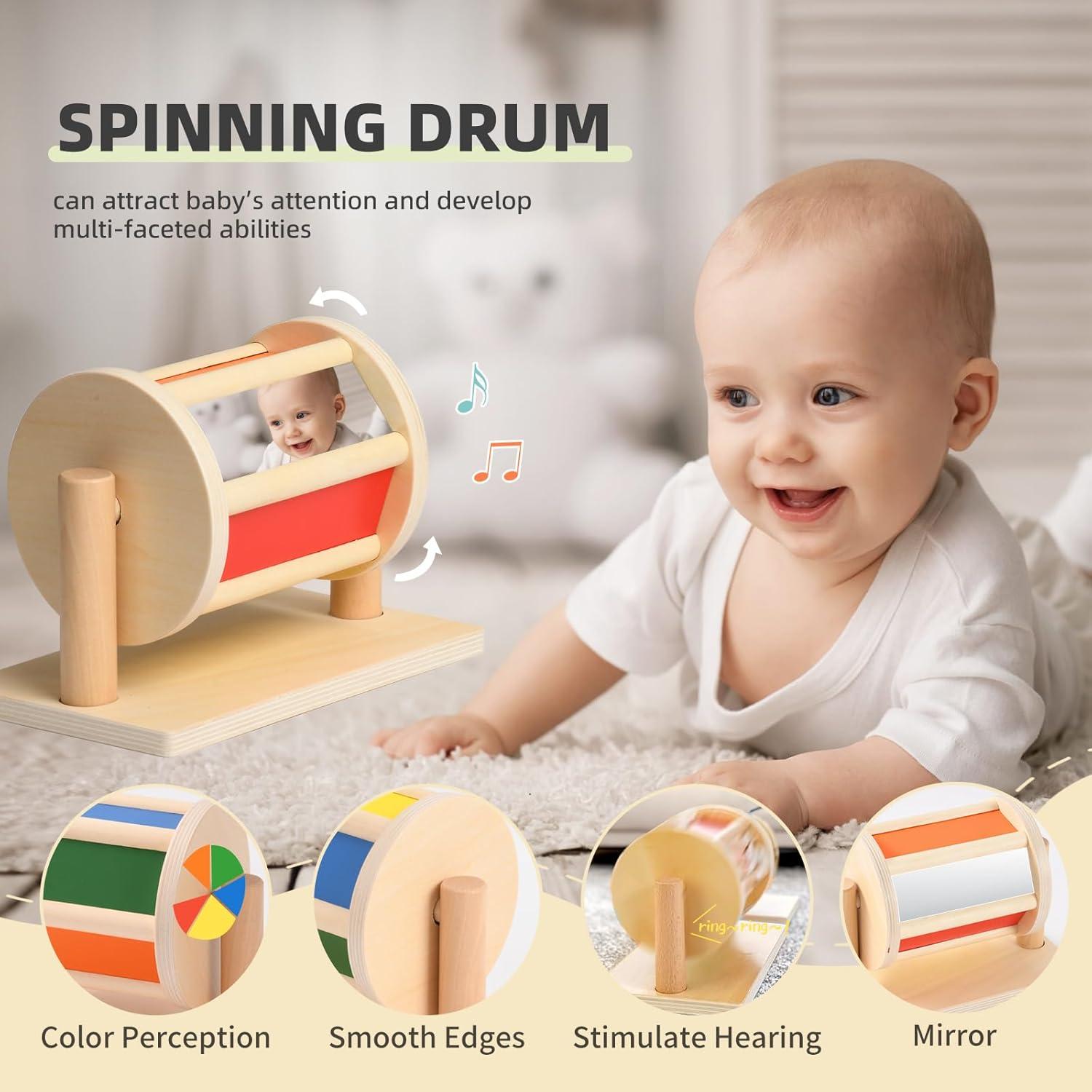 Toyssa Juguetes Educativos de Madera 6 en 1 para Bebés 0-6 Meses