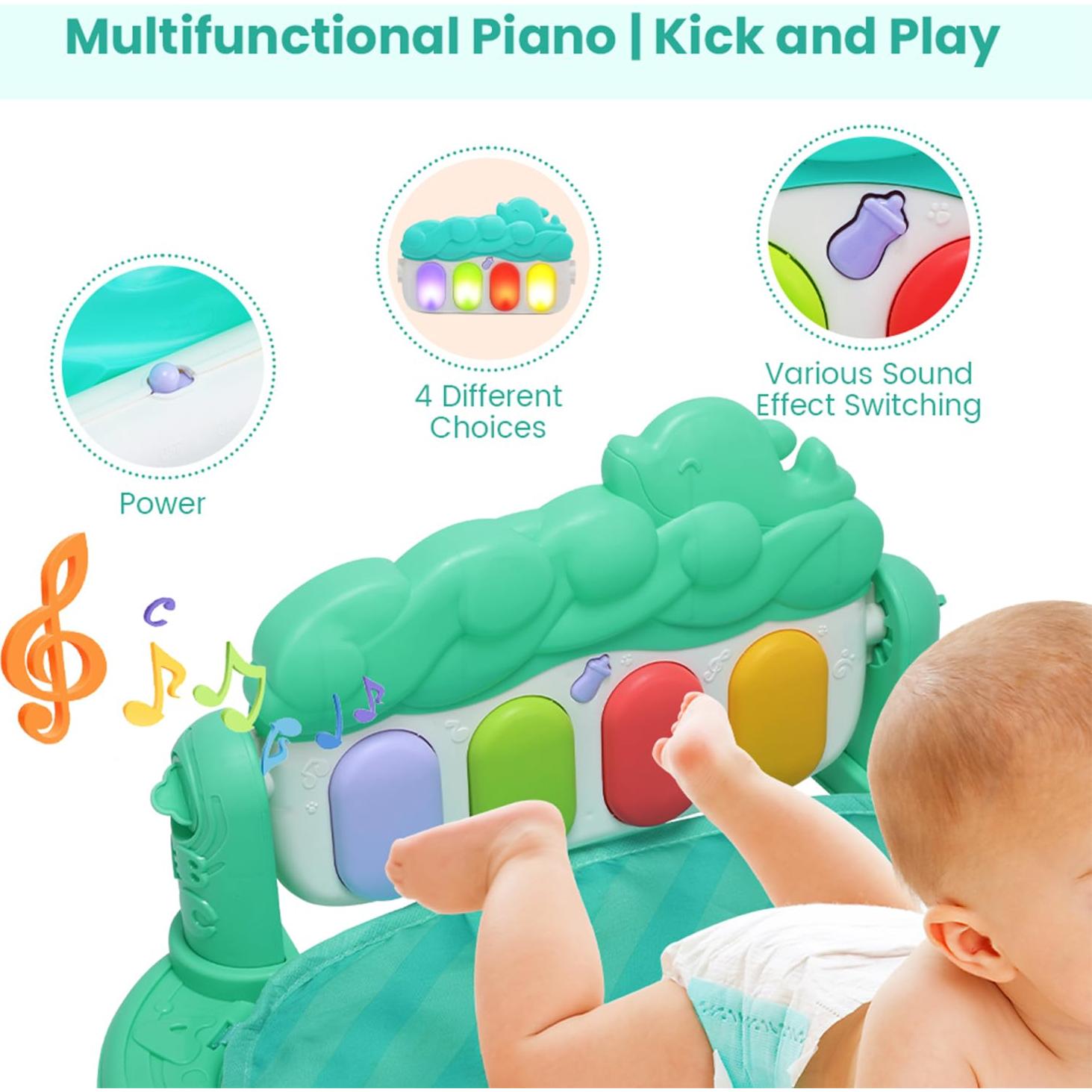 Alfombra de Juego para Bebés con Piano Musical y Luces Verde