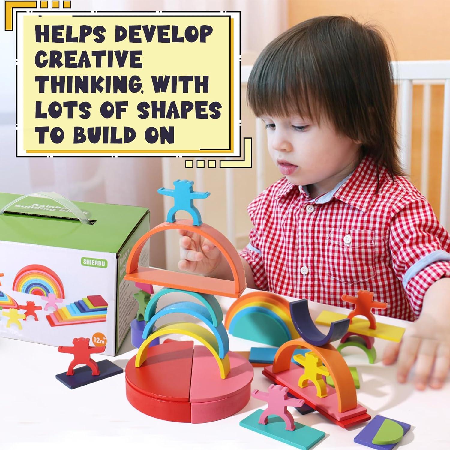 Juego de Apilamiento Arcoíris de Madera 40 Piezas Montessori