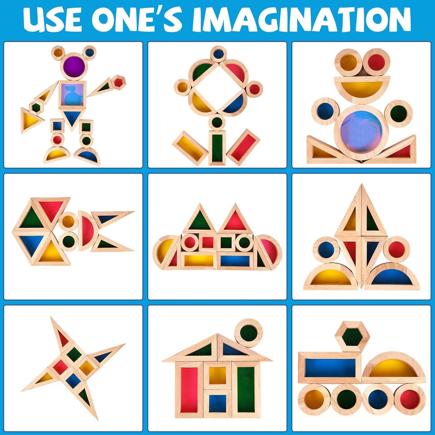 Bloques de Construcción de Madera Arcoíris Agirlgle 32 Pcs