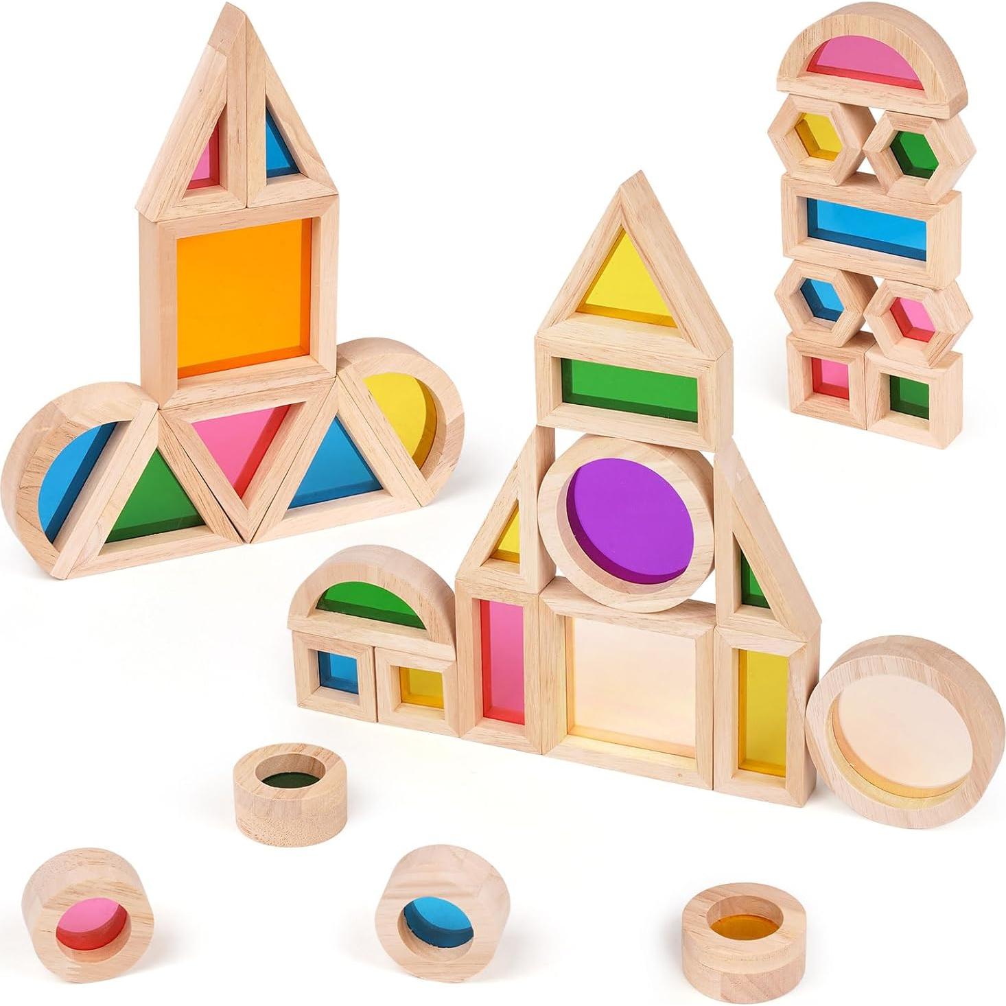 Bloques de Construcción de Madera Arcoíris Agirlgle 32 Pcs