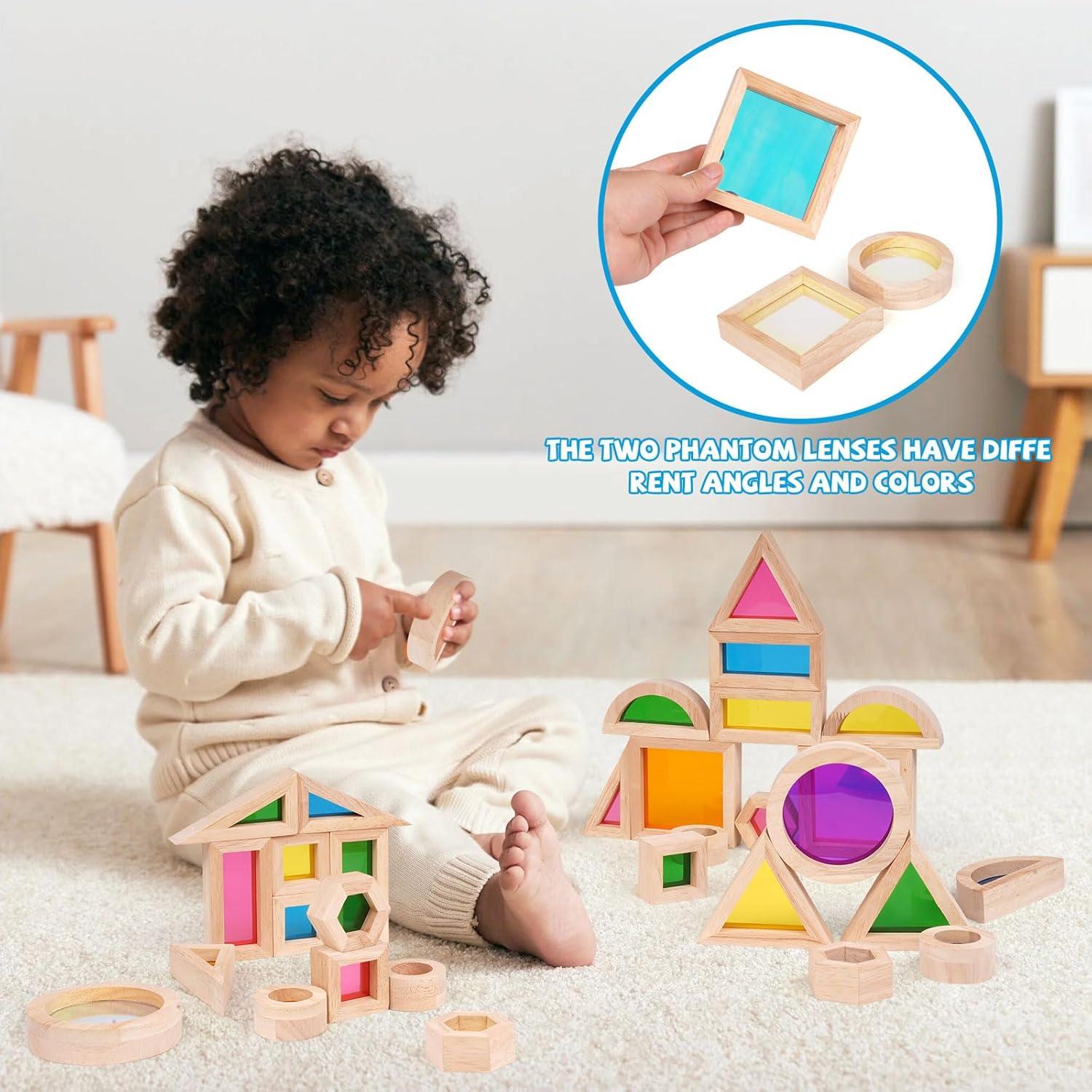 Bloques de Construcción de Madera Arcoíris Agirlgle 32 Pcs