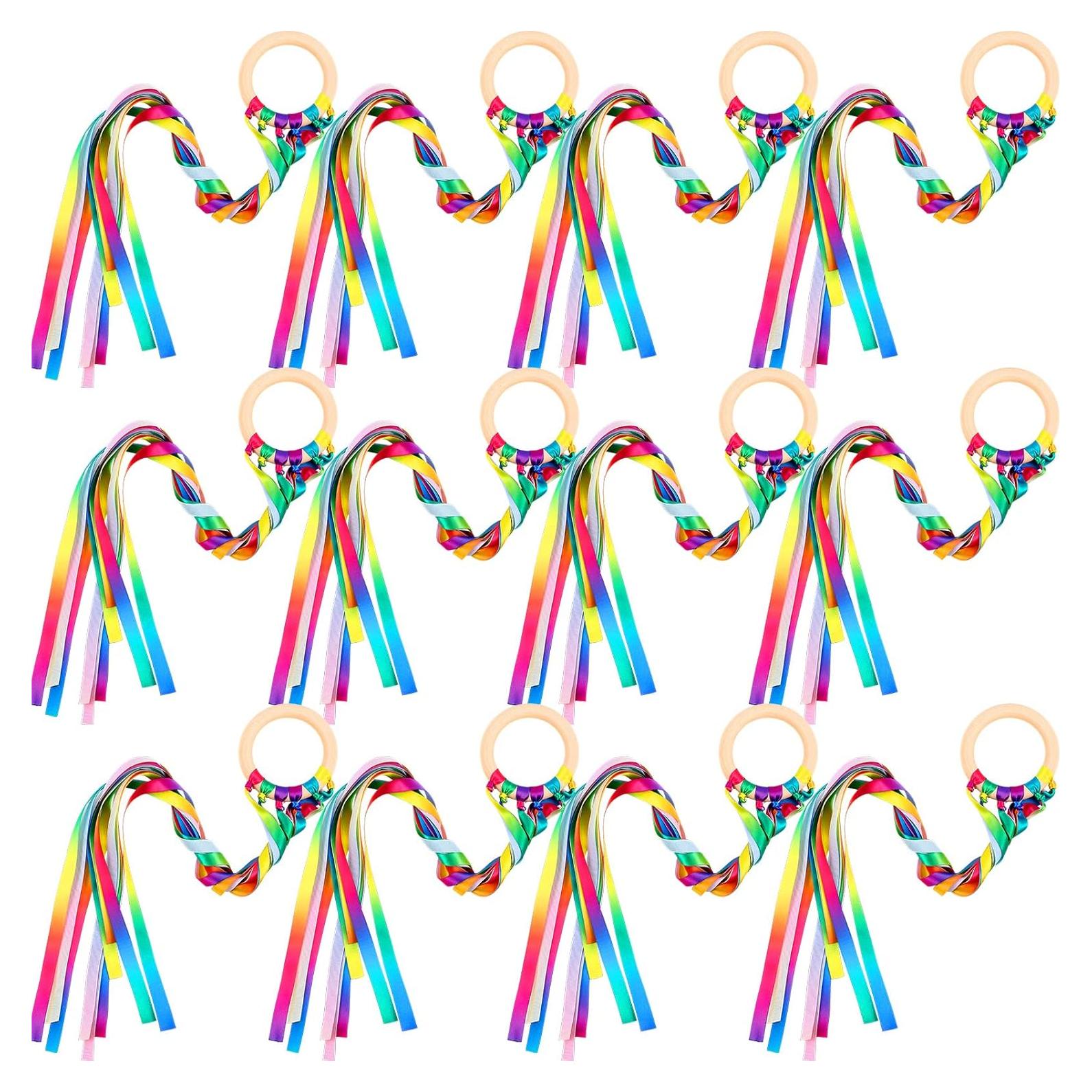 12 Piezas Juguetes de Madera Waldorf Cinta Arcoíris Educativos