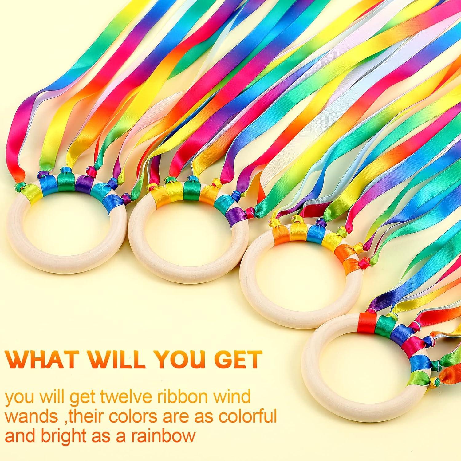 12 Piezas Juguetes de Madera Waldorf Cinta Arcoíris Educativos