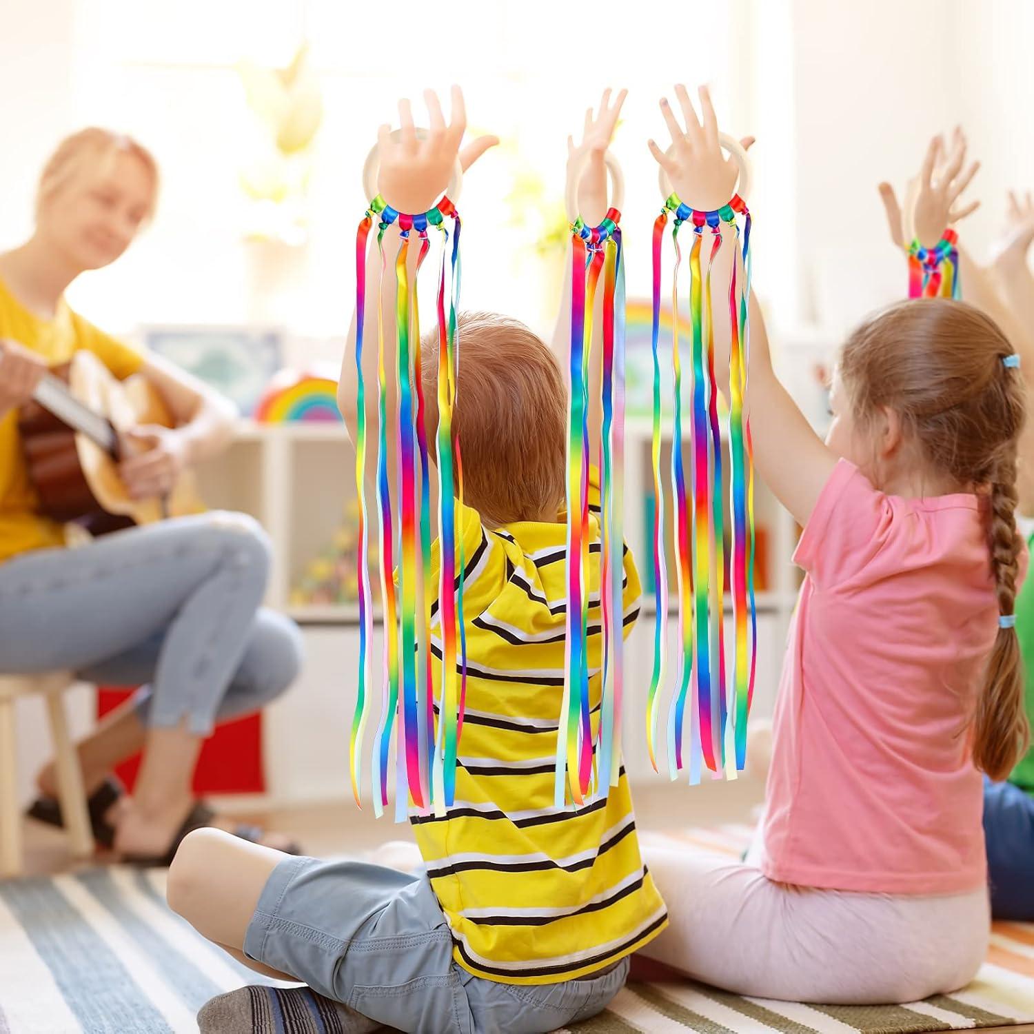 12 Piezas Juguetes de Madera Waldorf Cinta Arcoíris Educativos