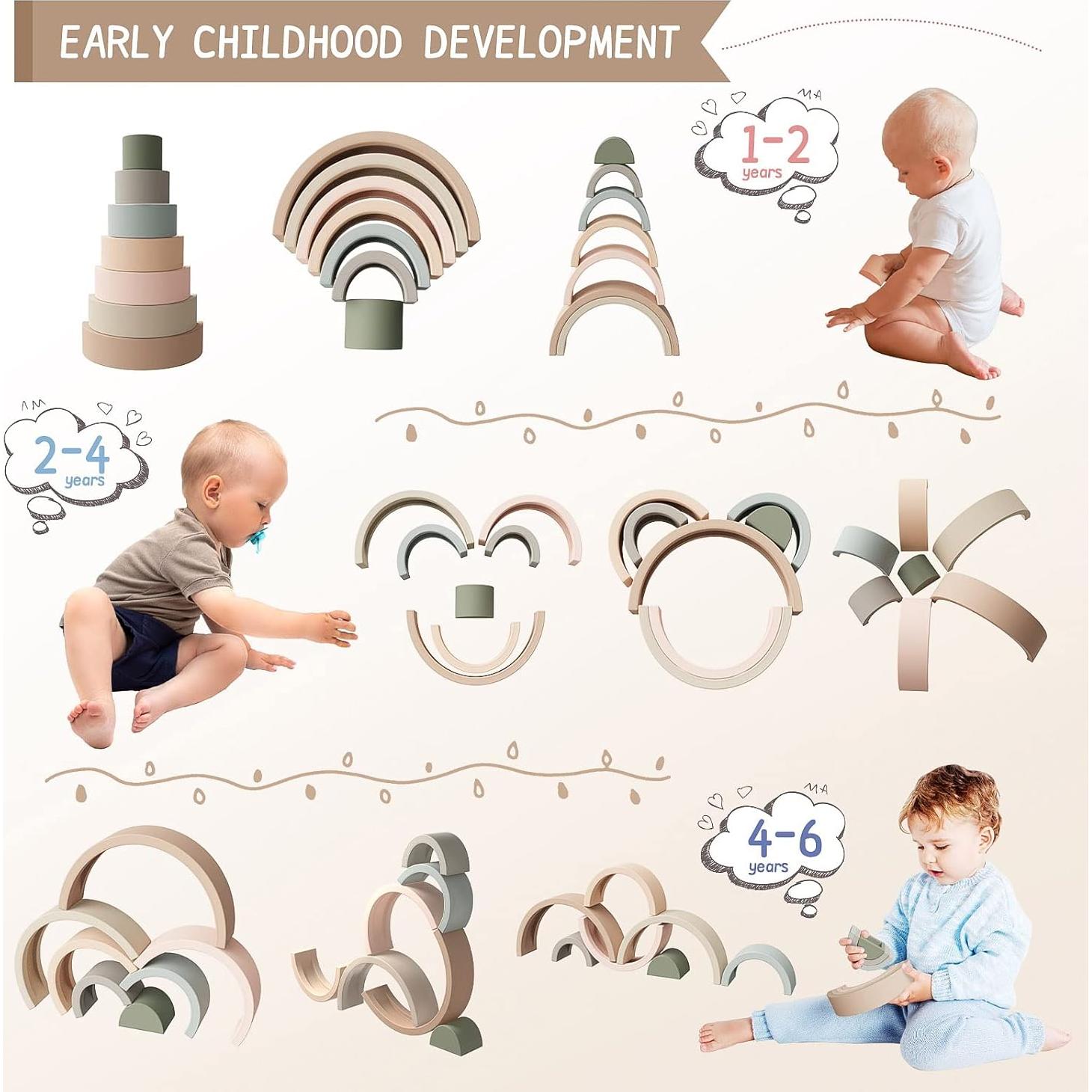 Juguete Apilable Arcoíris MCGMITT de Silicona 7 Capas