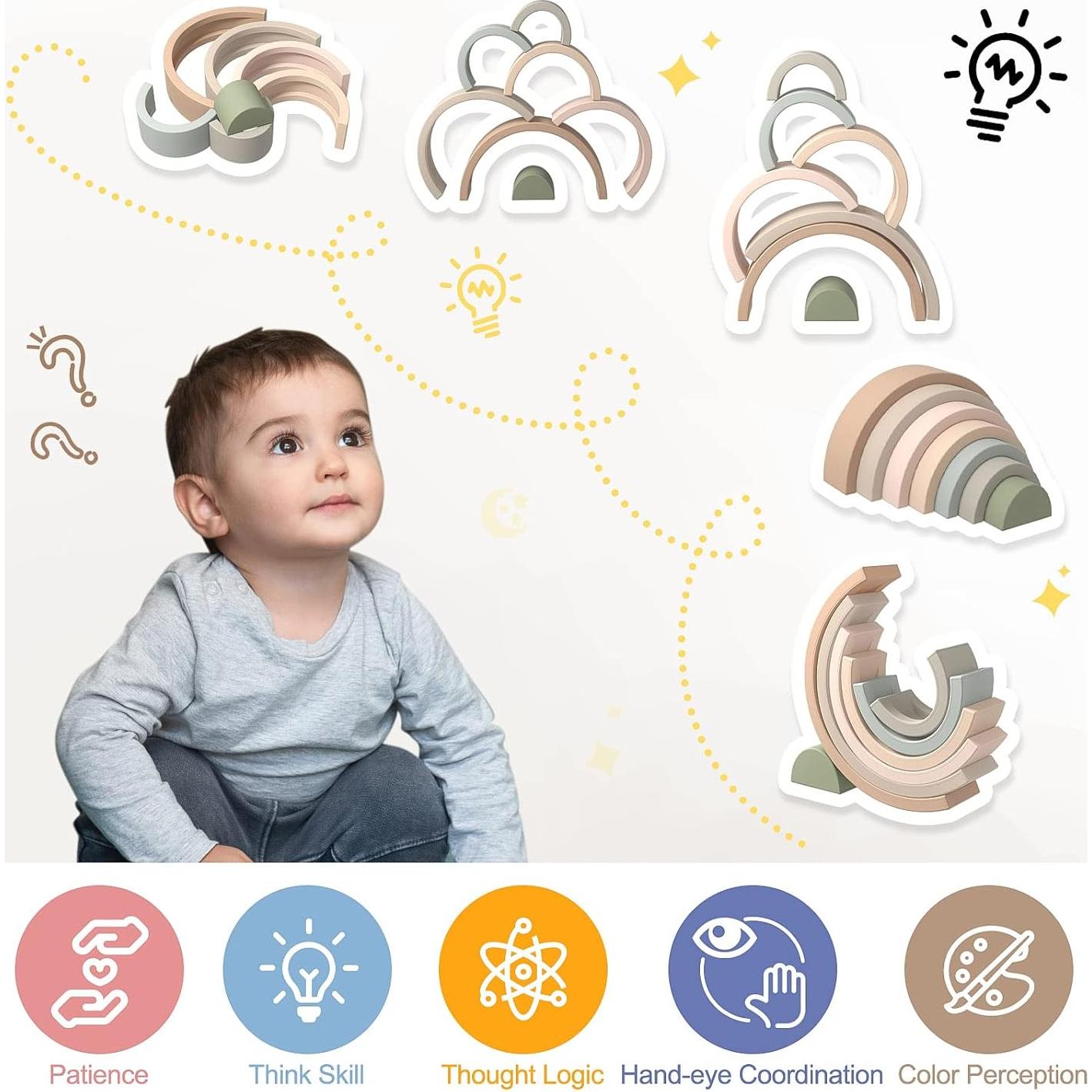 Juguete Apilable Arcoíris MCGMITT de Silicona 7 Capas