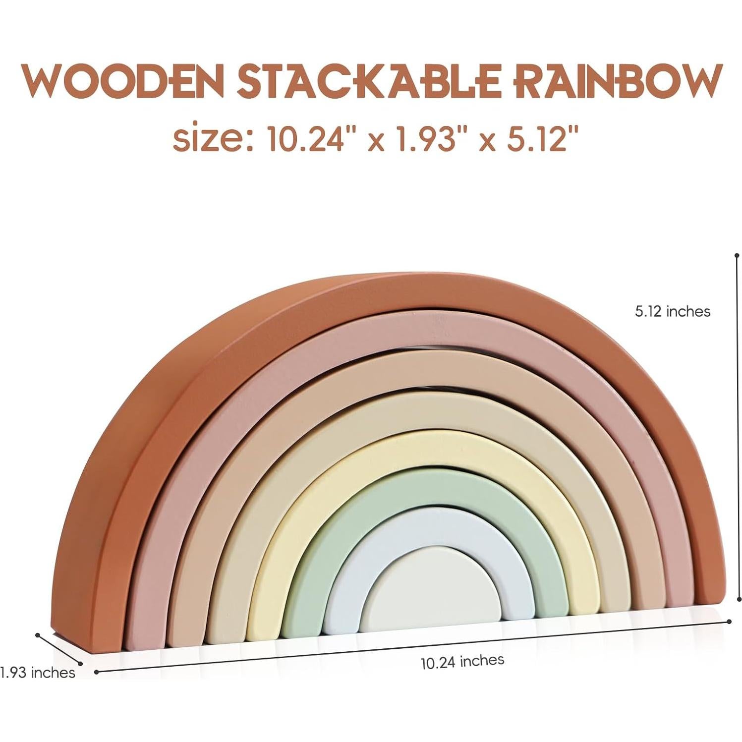 Juguete Apilable de Madera Arco Iris Asweets, 8 Bloques 26x5x13 cm