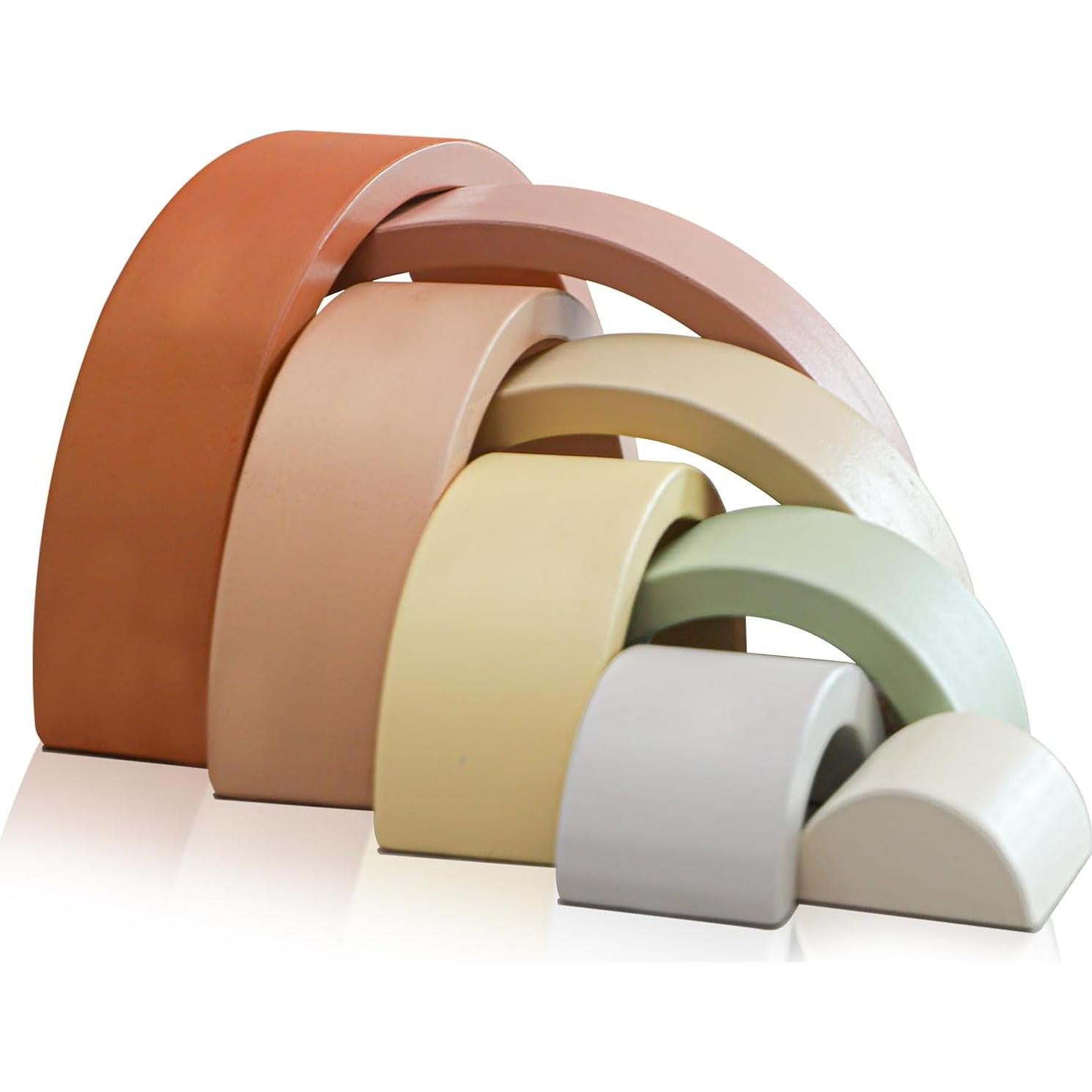 Juguete Apilable de Madera Arco Iris Asweets, 8 Bloques 26x5x13 cm