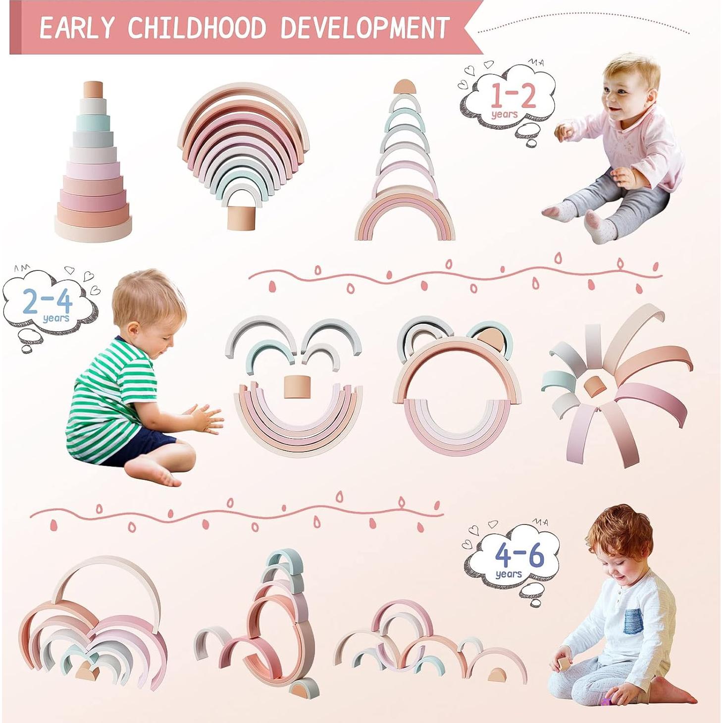 Juguete Apilable Arcoíris MCGMITT de Silicona 10 Capas