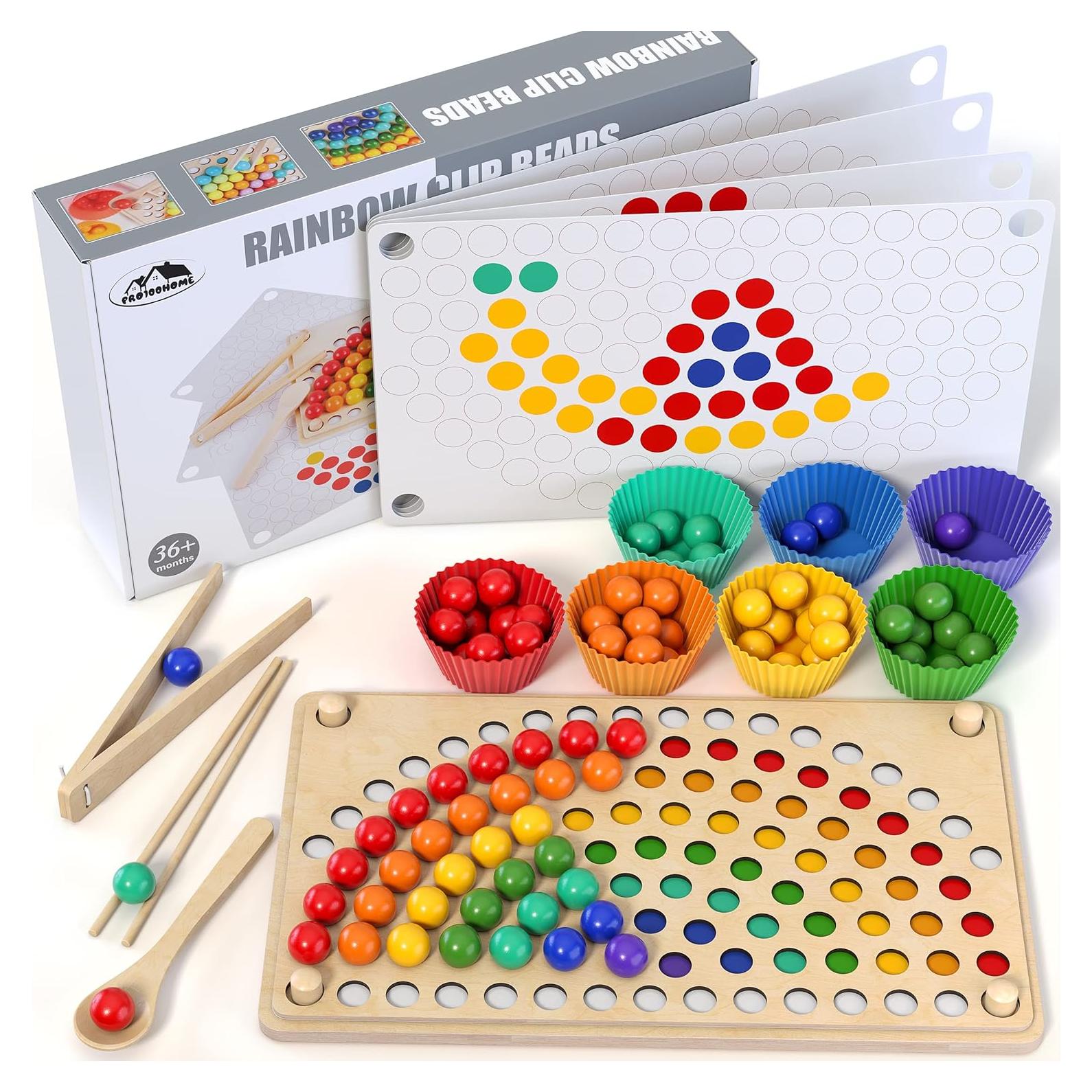 Juguete Montessori de Madera PRO100HOME - Juego de Perlas y Tablero