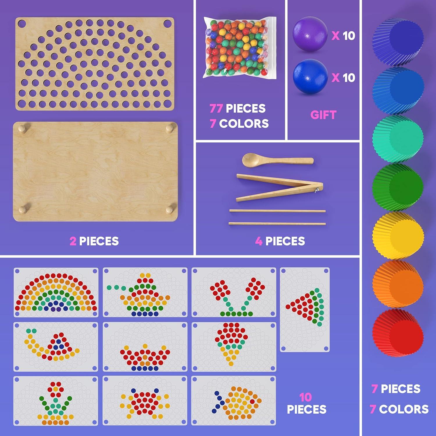 Juguete Montessori de Madera PRO100HOME - Juego de Perlas y Tablero