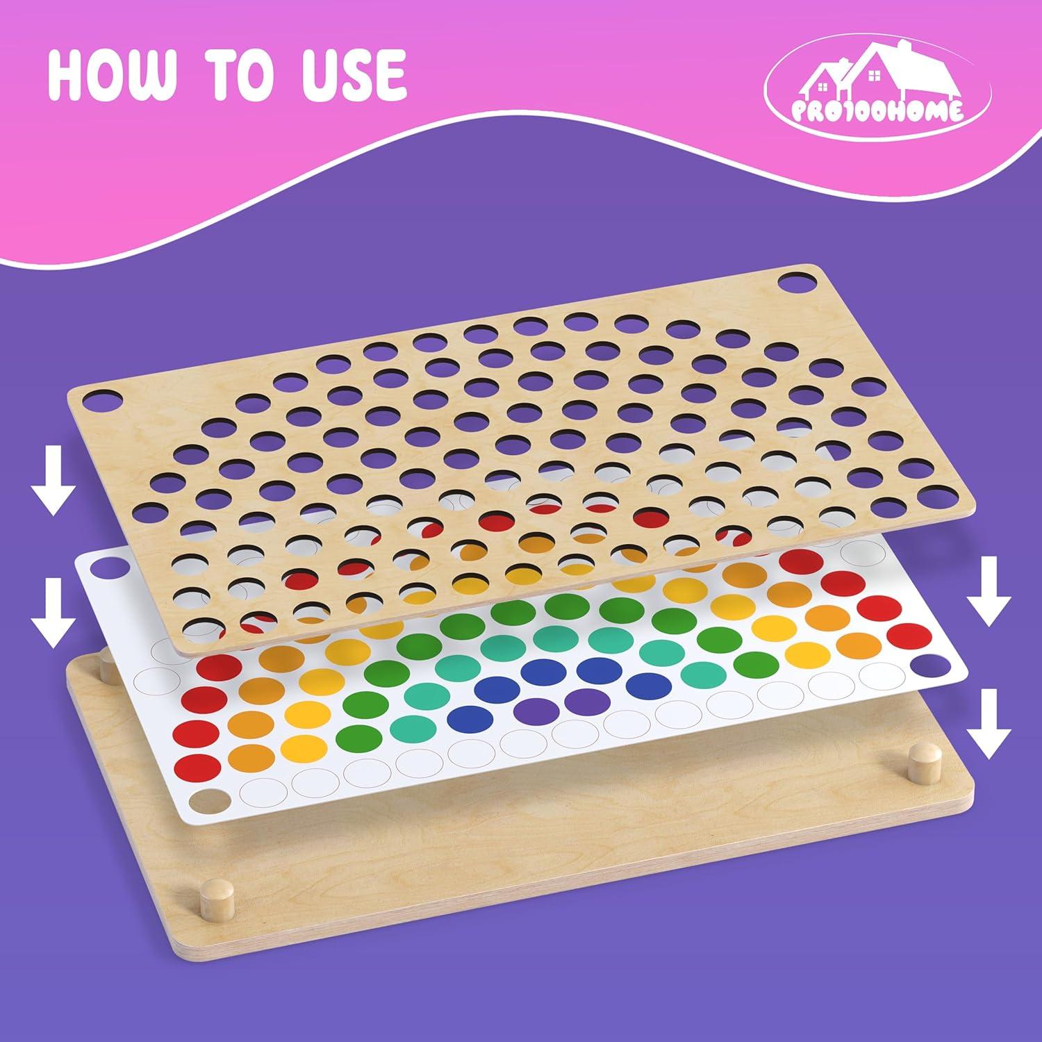 Juguete Montessori de Madera PRO100HOME - Juego de Perlas y Tablero