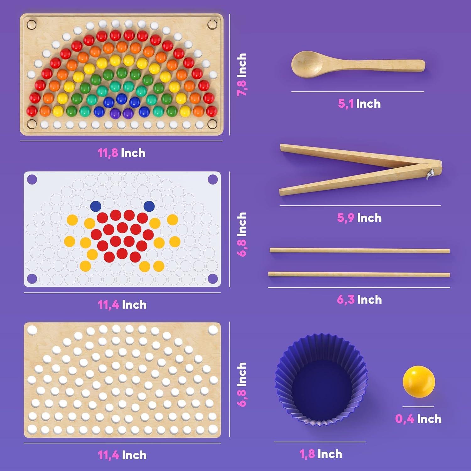 Juguete Montessori de Madera PRO100HOME - Juego de Perlas y Tablero
