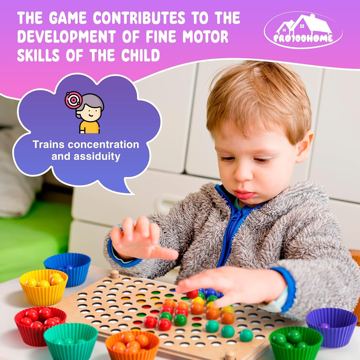 Juguete Montessori de Madera PRO100HOME - Juego de Perlas y Tablero