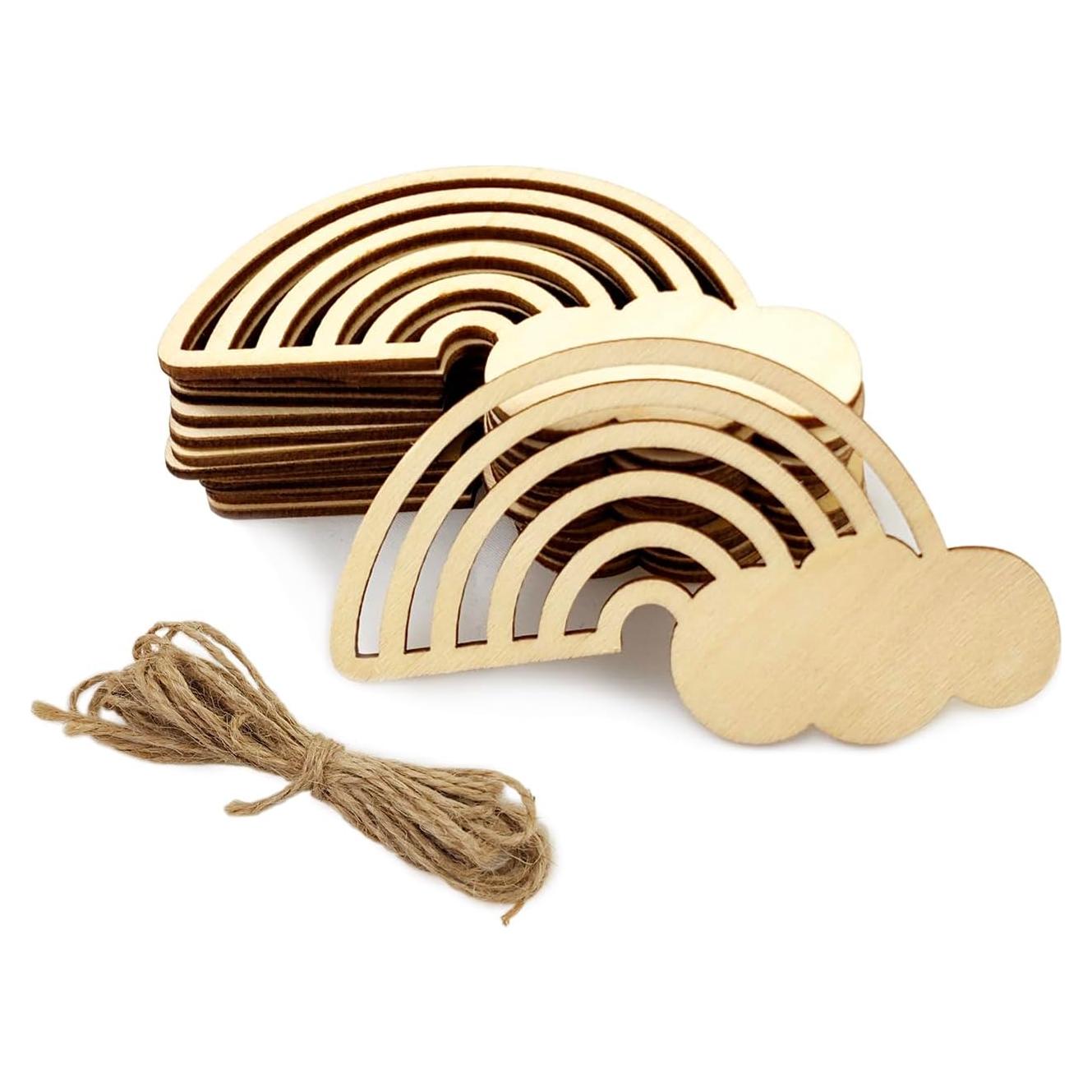 Paquete de 32 Recortes de Arcoíris de Madera Xonzmmk 10 cm