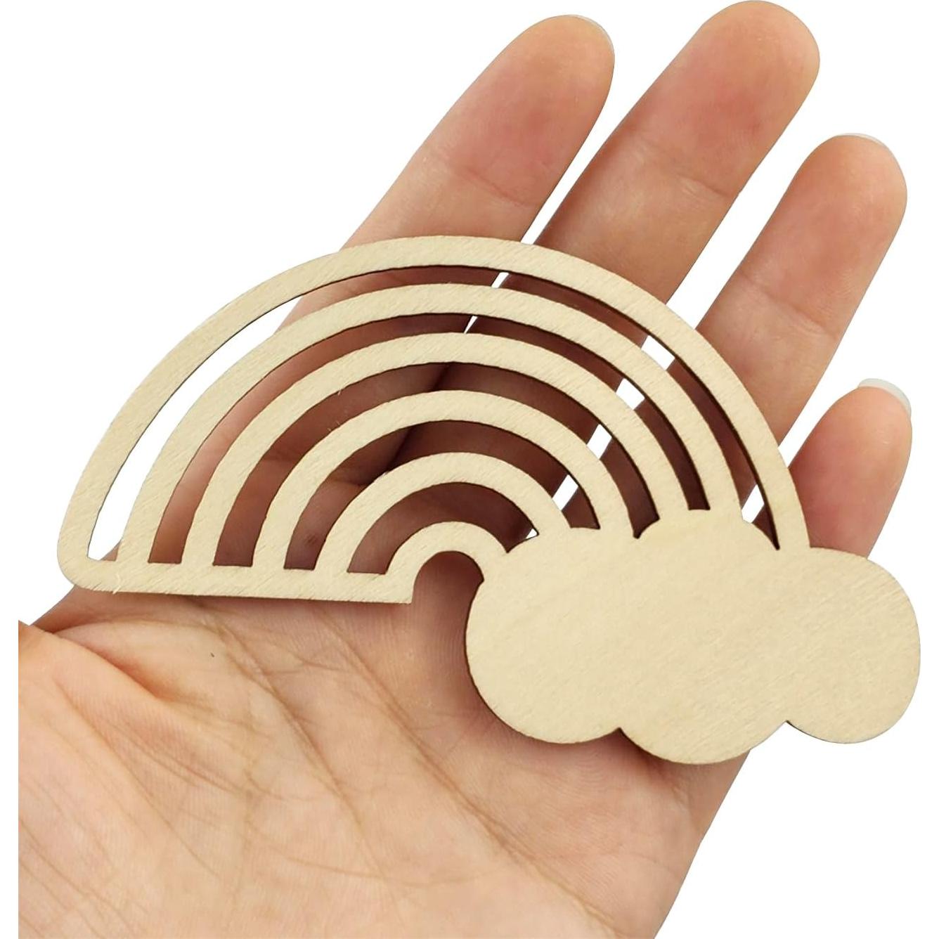 Paquete de 32 Recortes de Arcoíris de Madera Xonzmmk 10 cm