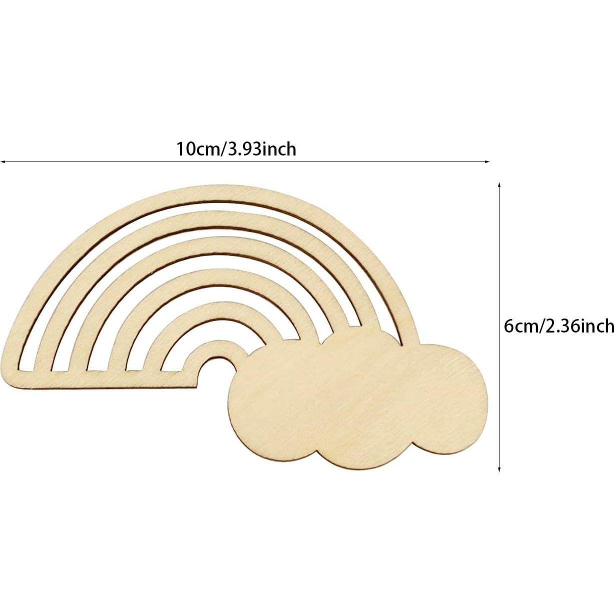Paquete de 32 Recortes de Arcoíris de Madera Xonzmmk 10 cm