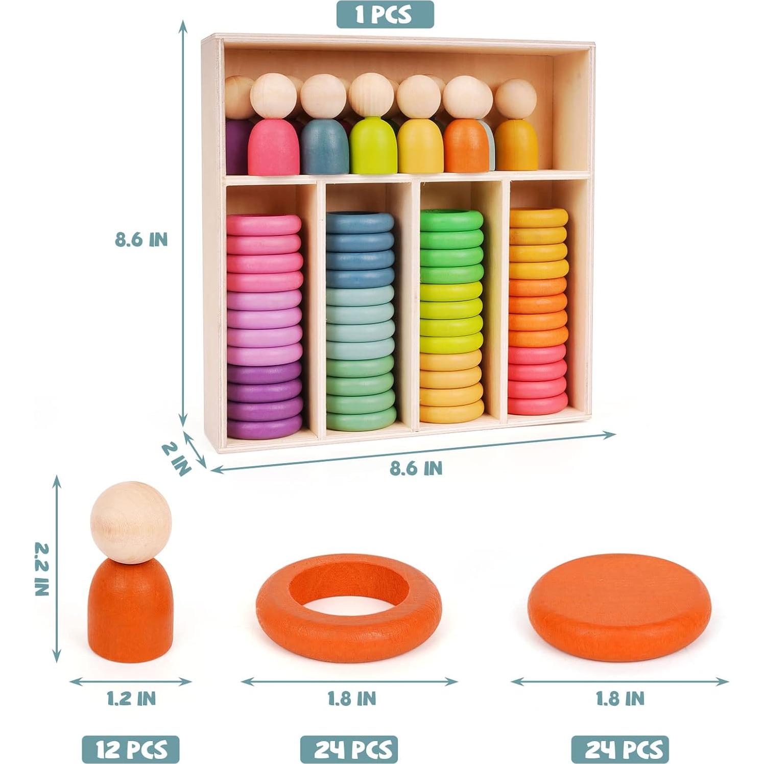 Juguete Montessori de Clasificación de Colores de Madera Agirlgle