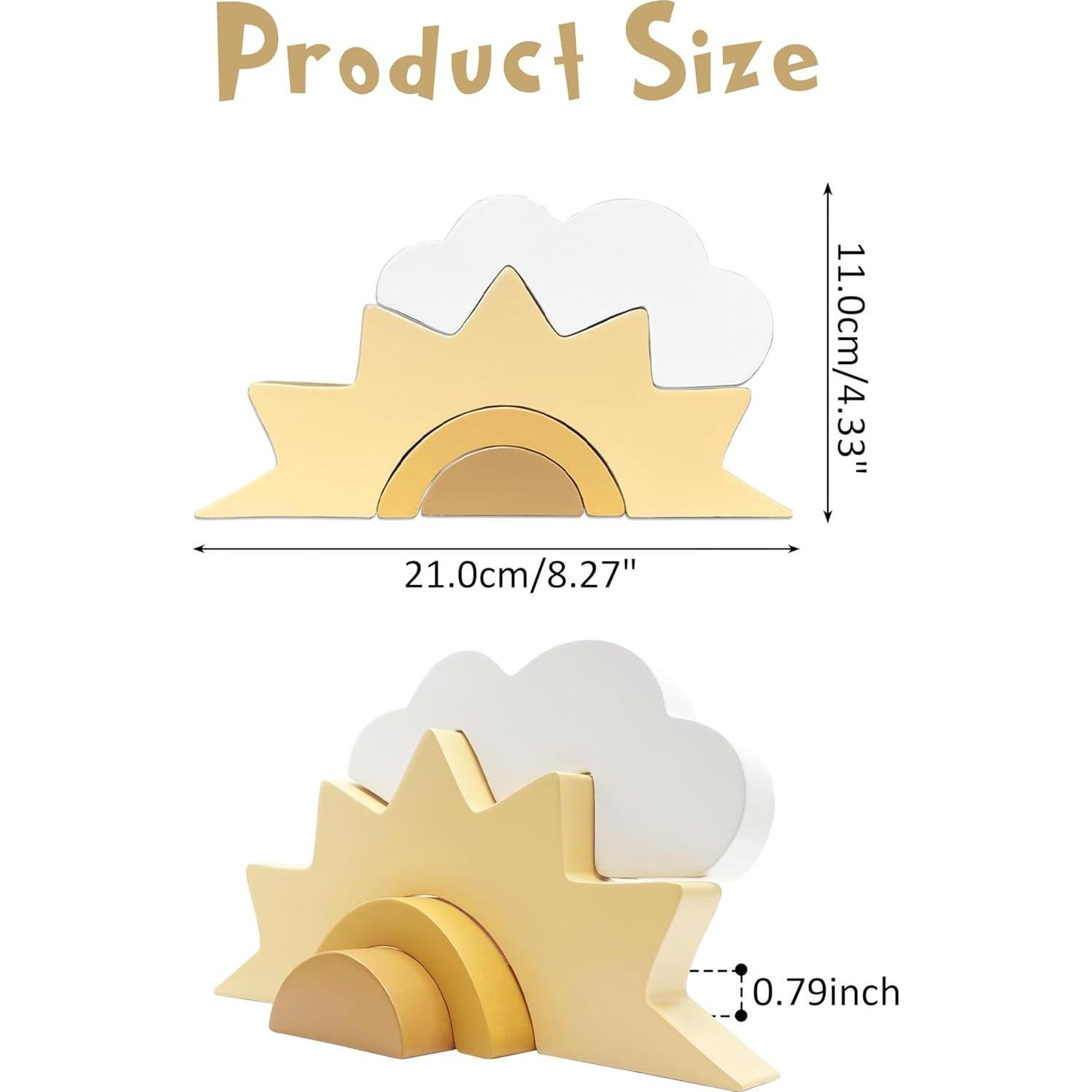 Decoración de Nube y Sol de Madera AWISBI 21x11cm