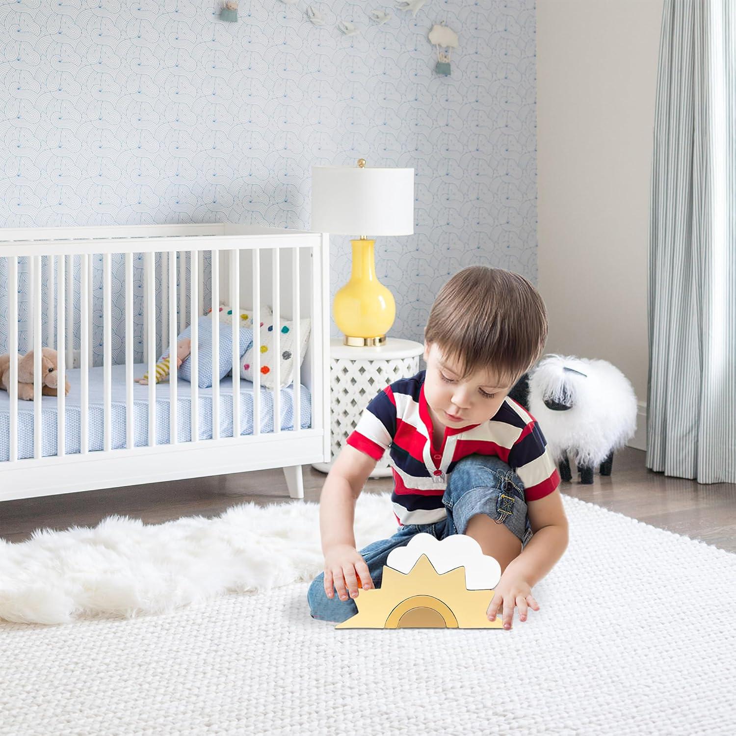 Decoración de Nube y Sol de Madera AWISBI 21x11cm