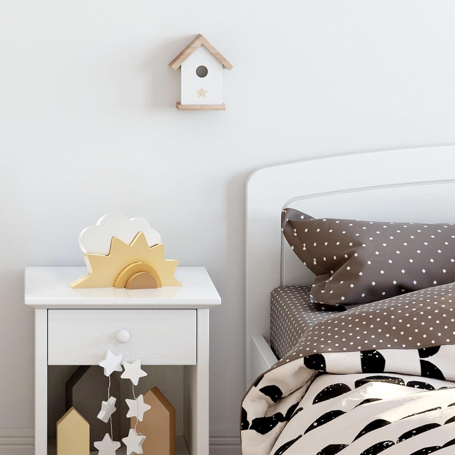 Decoración de Nube y Sol de Madera AWISBI 21x11cm