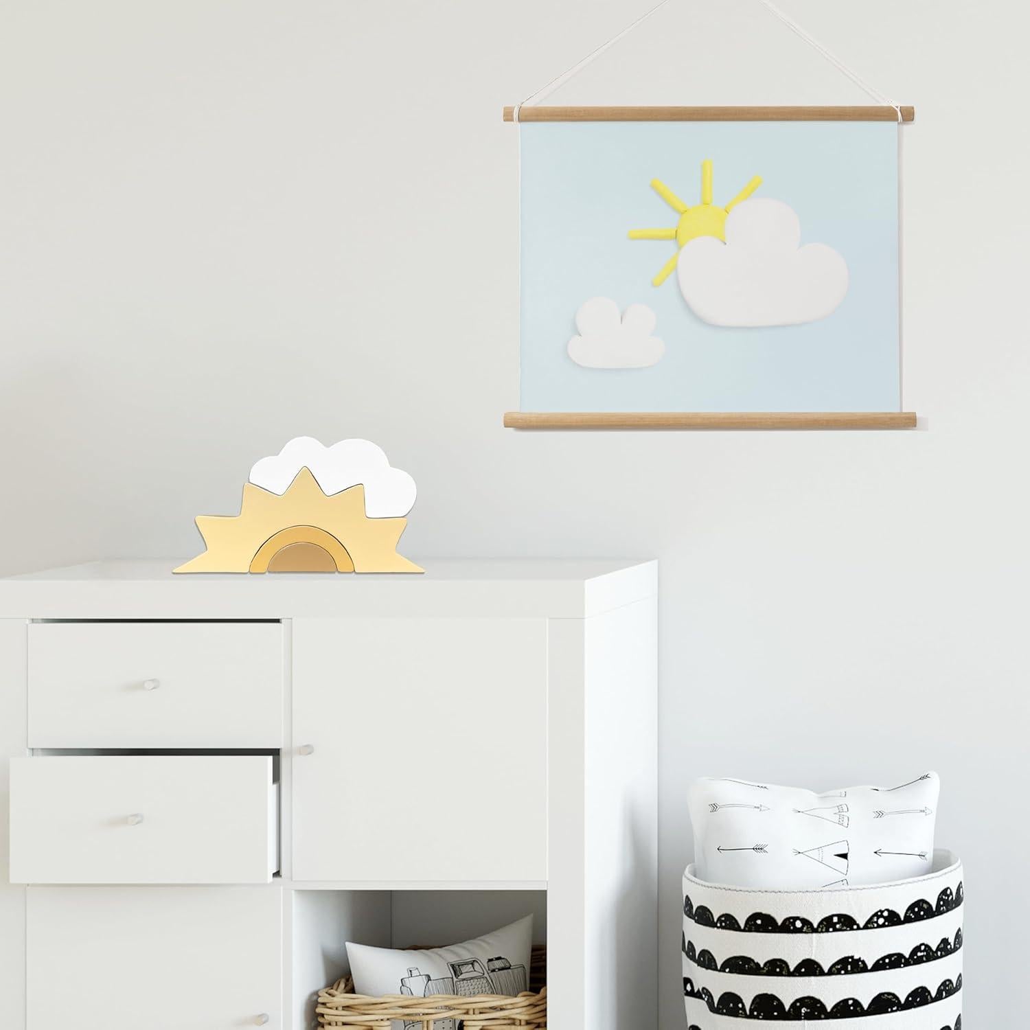 Decoración de Nube y Sol de Madera AWISBI 21x11cm