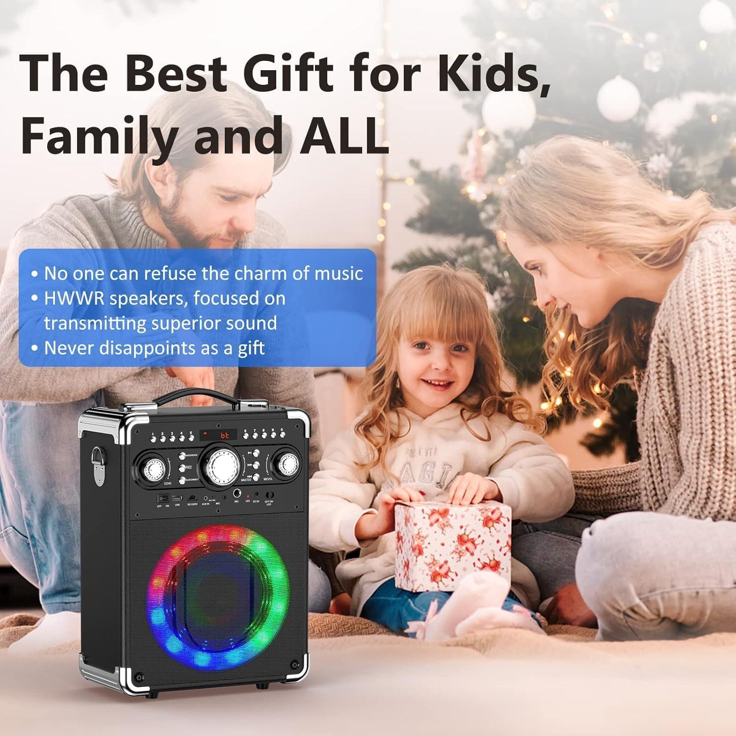 Máquina de Karaoke HWWR-S8T con 3 Micrófonos y Bluetooth