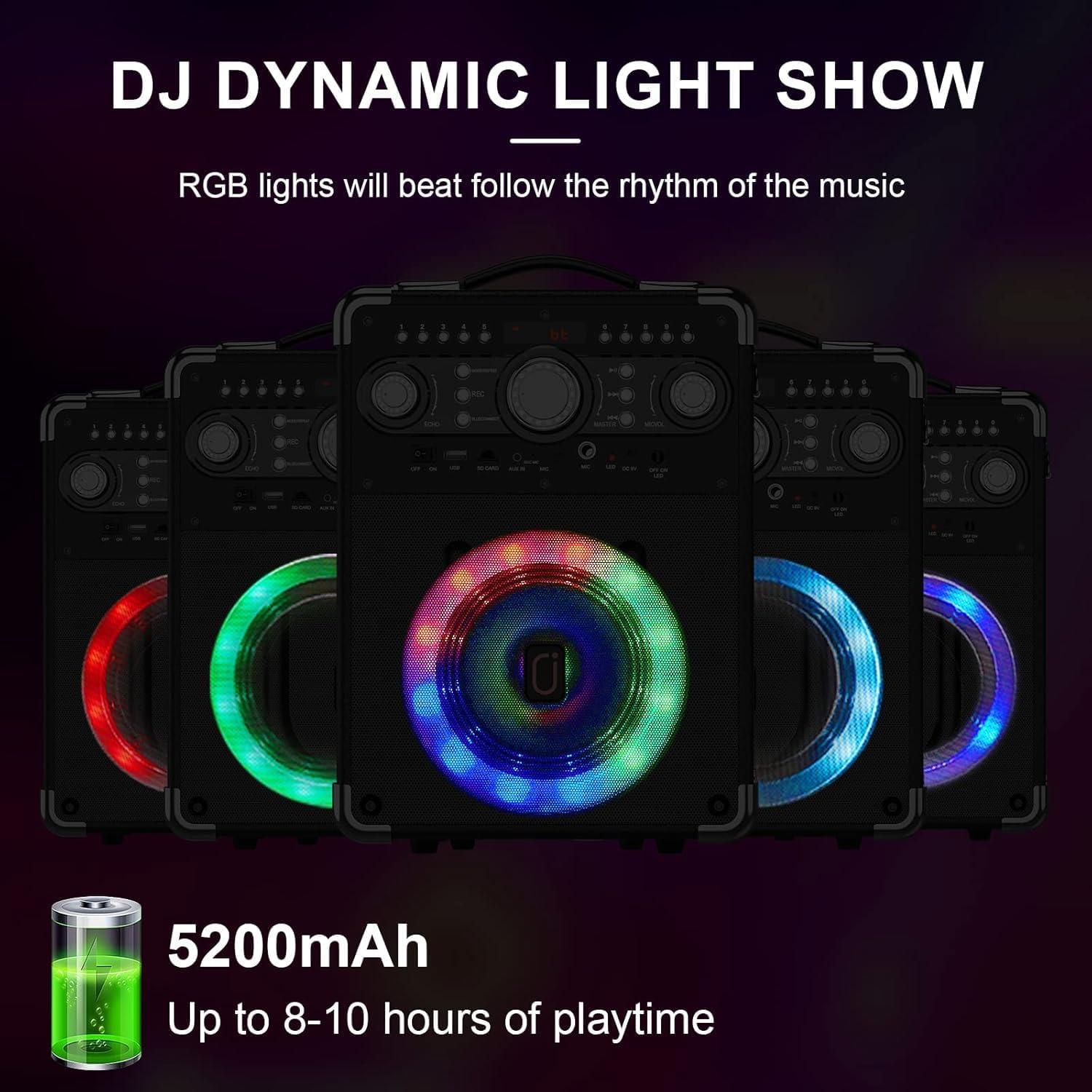 Máquina de Karaoke HWWR-S8T con 3 Micrófonos y Bluetooth