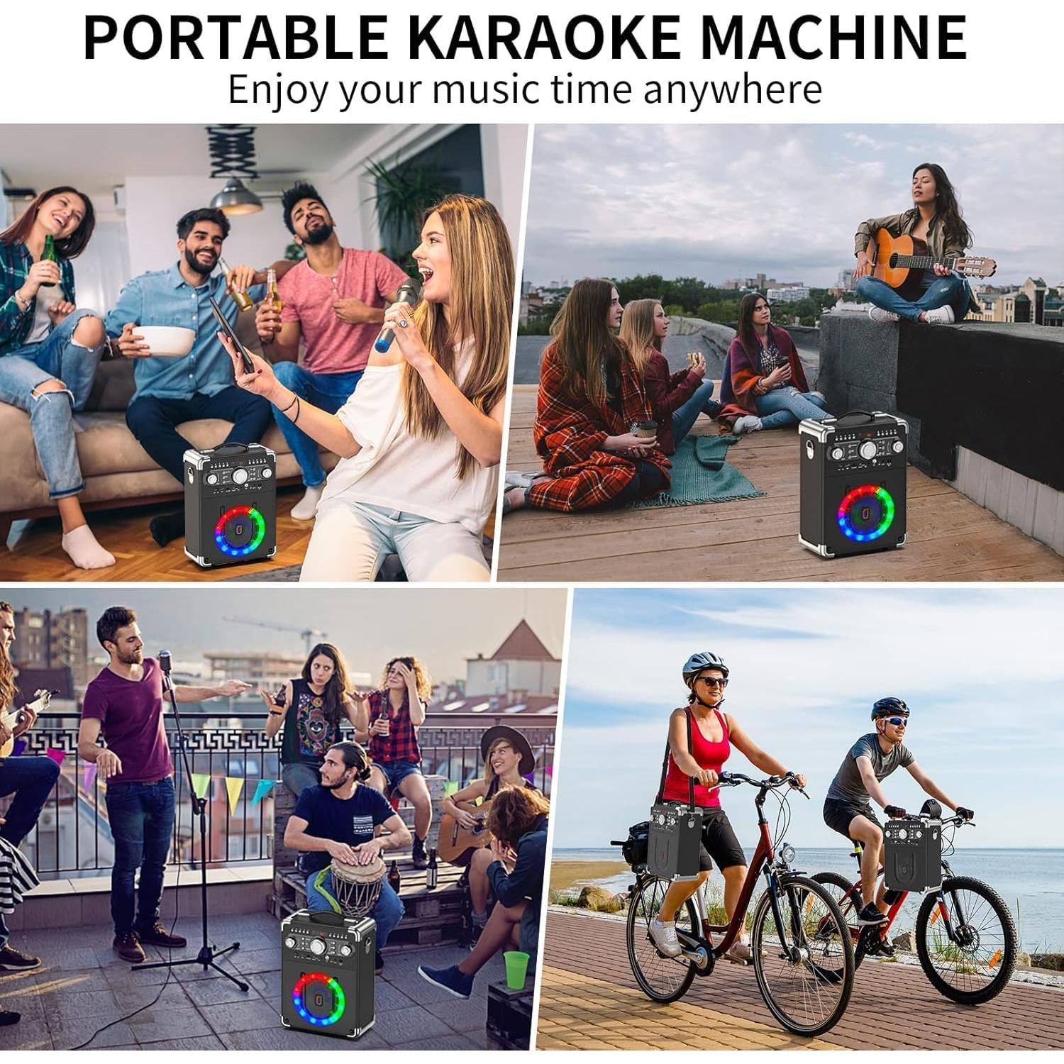 Máquina de Karaoke HWWR-S8T con 3 Micrófonos y Bluetooth