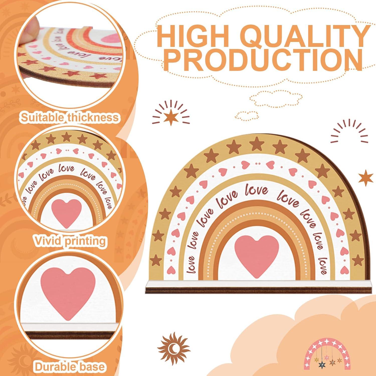 Centros de Mesa de Madera Arcoíris Geelin - 12 Pcs Boho