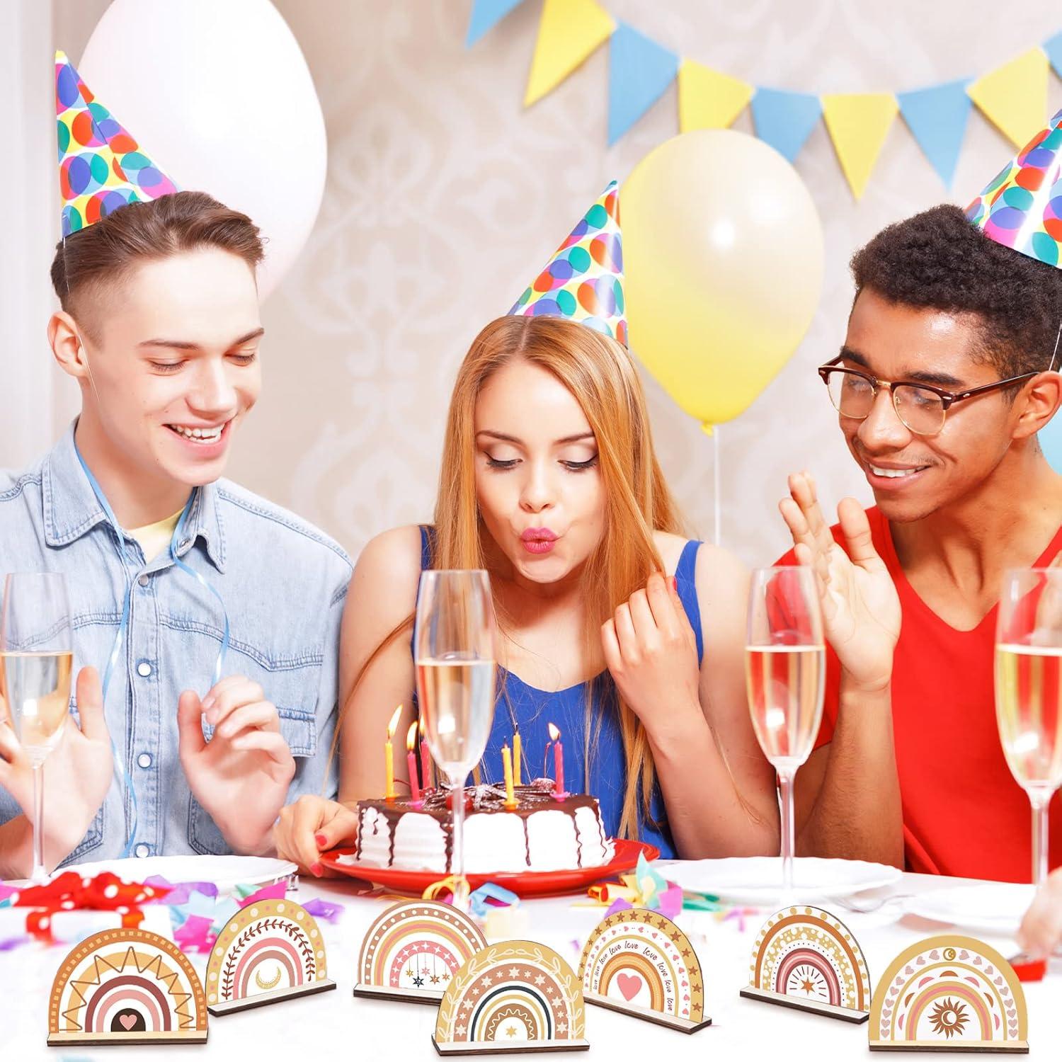 Centros de Mesa de Madera Arcoíris Geelin - 12 Pcs Boho