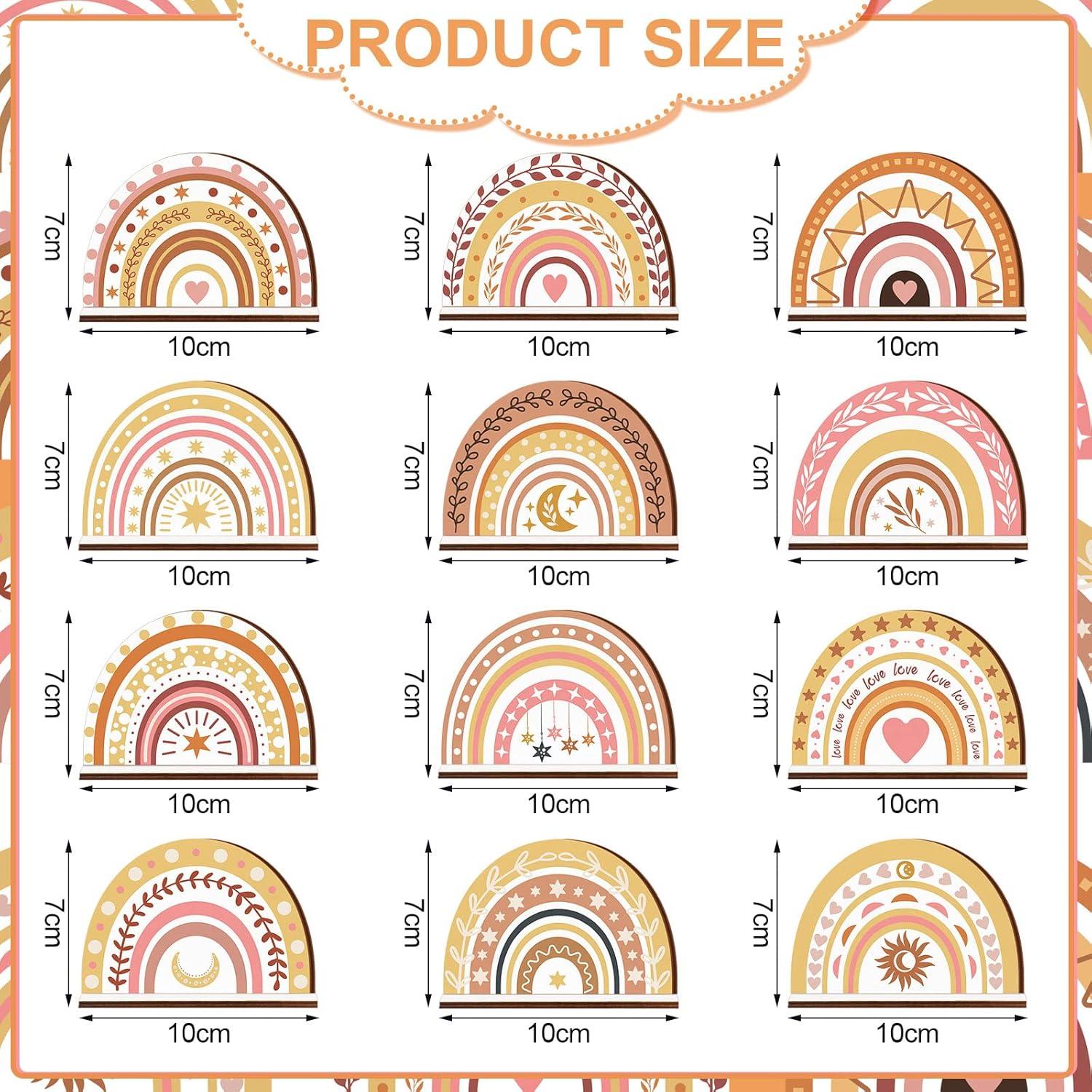 Centros de Mesa de Madera Arcoíris Geelin - 12 Pcs Boho