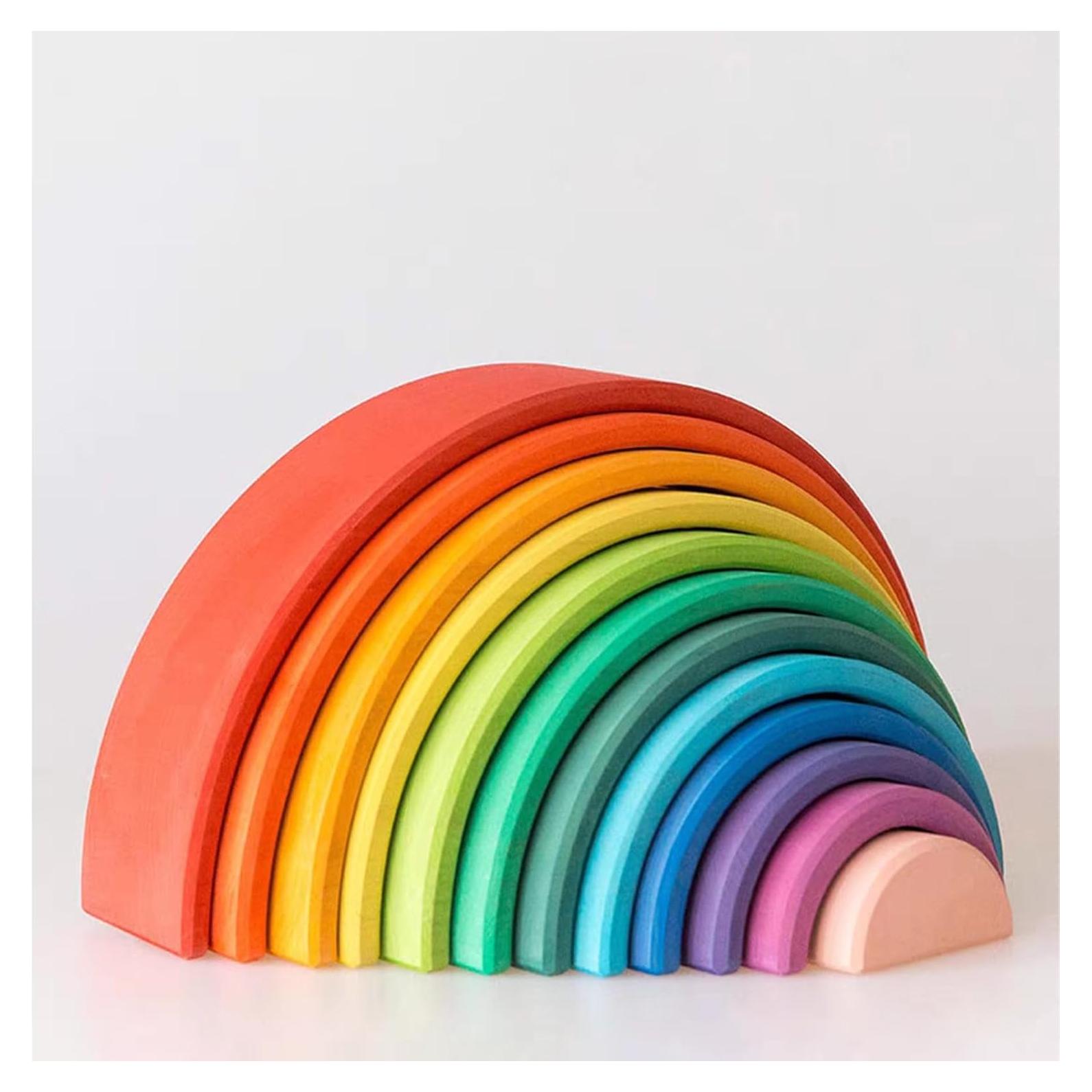 Juego de Apilamiento de Madera AVDAR Arcoíris 12 Piezas