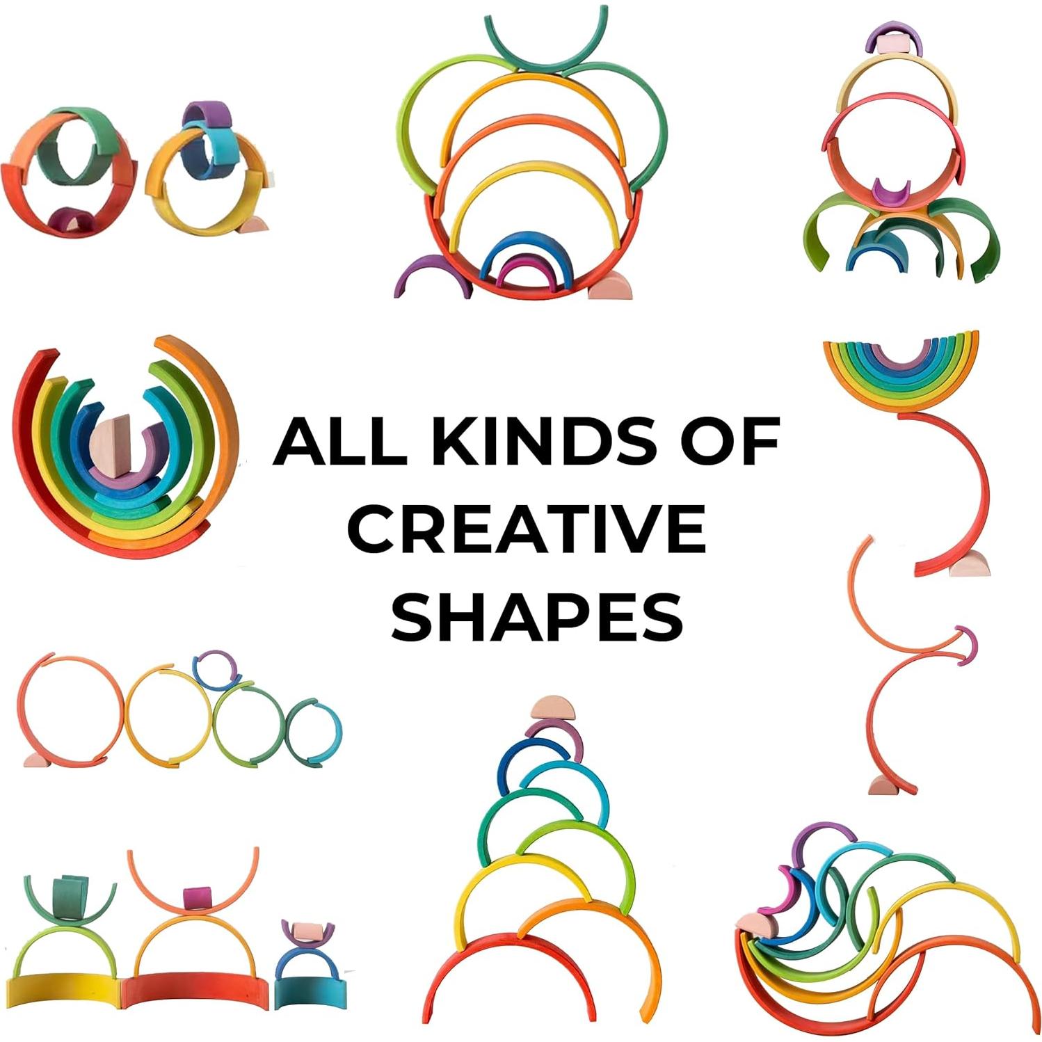 Juego de Apilamiento de Madera AVDAR Arcoíris 12 Piezas