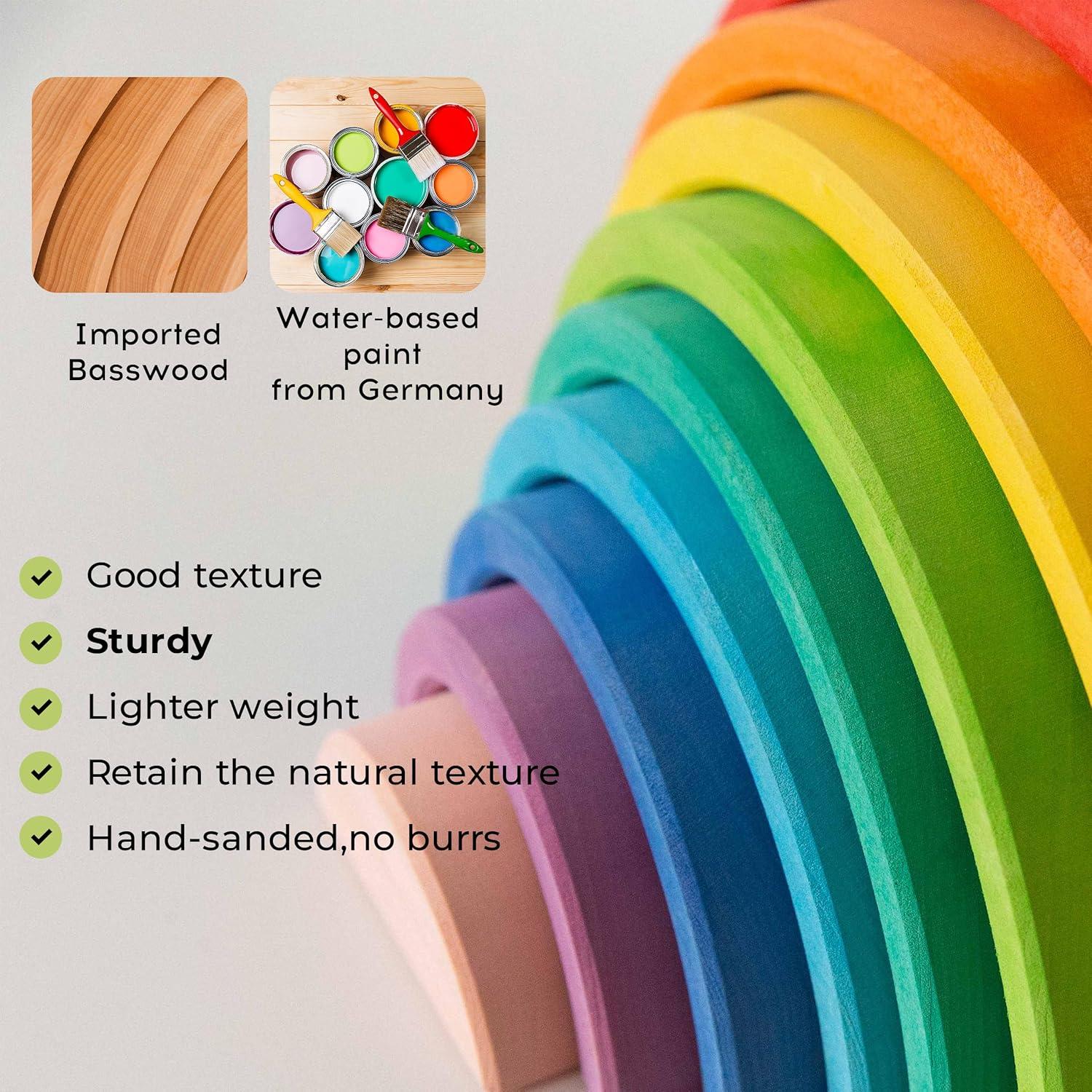 Juego de Apilamiento de Madera AVDAR Arcoíris 12 Piezas