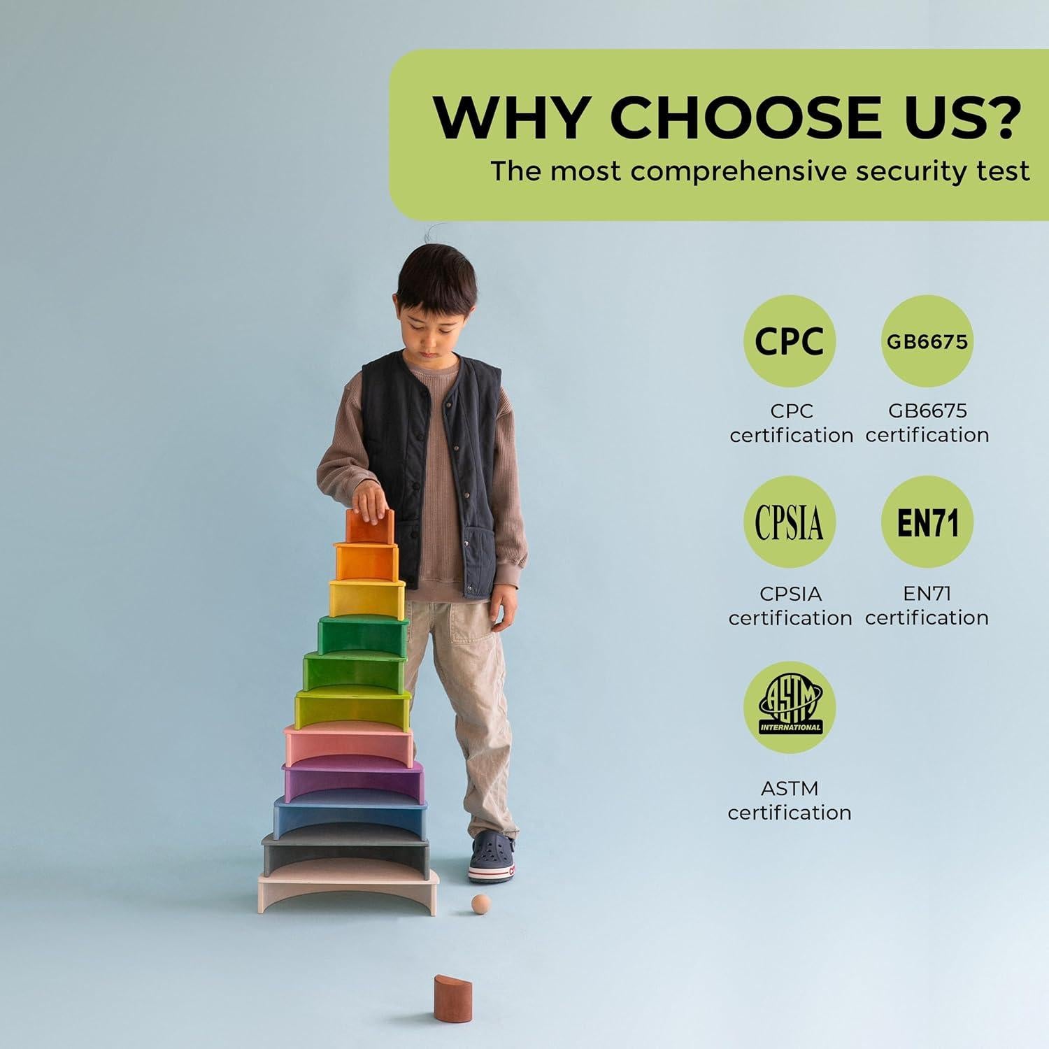 Juego de Apilamiento de Madera AVDAR Arcoíris 12 Piezas