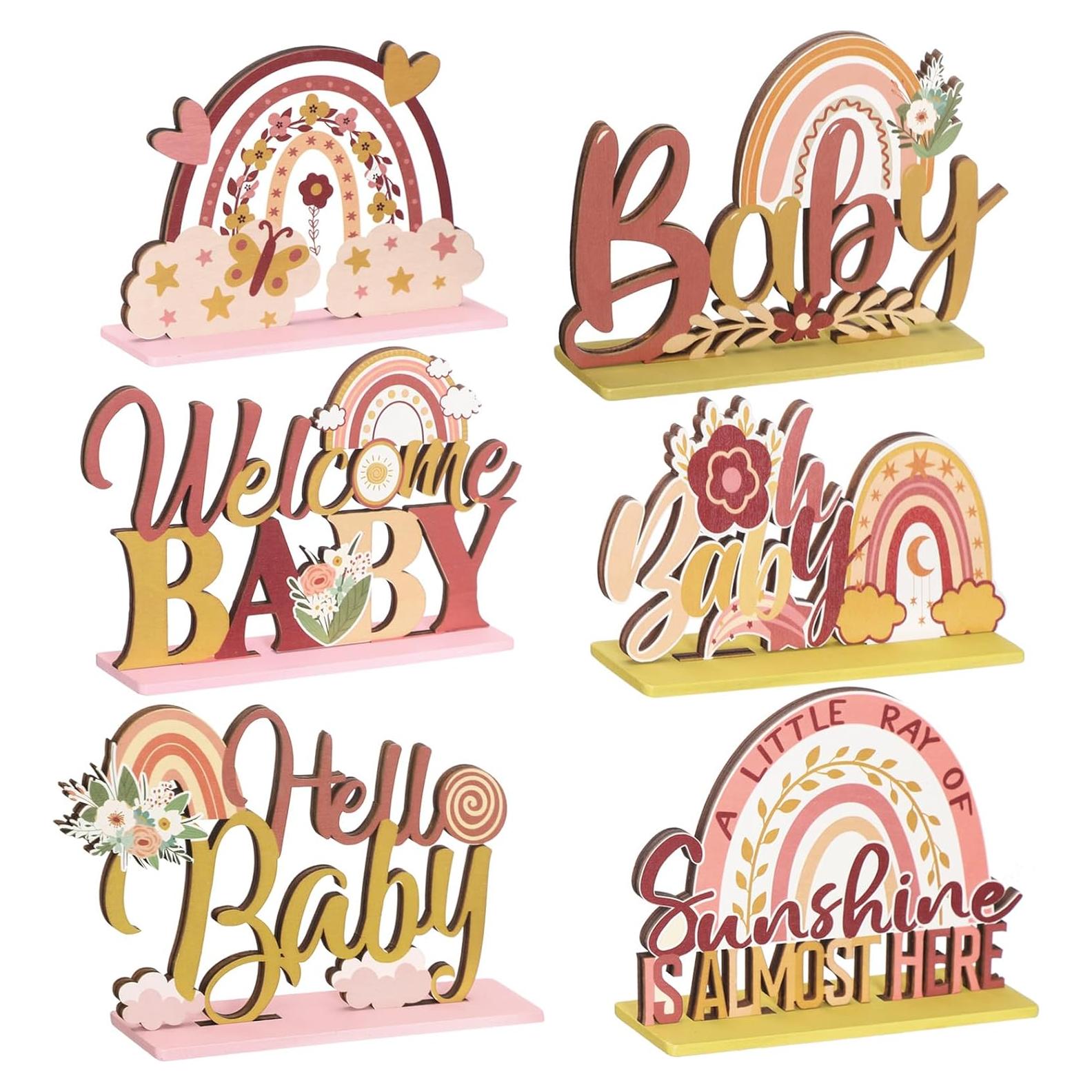 6 Piezas Centro de Mesa Arcoíris Boho Suzile para Baby Shower