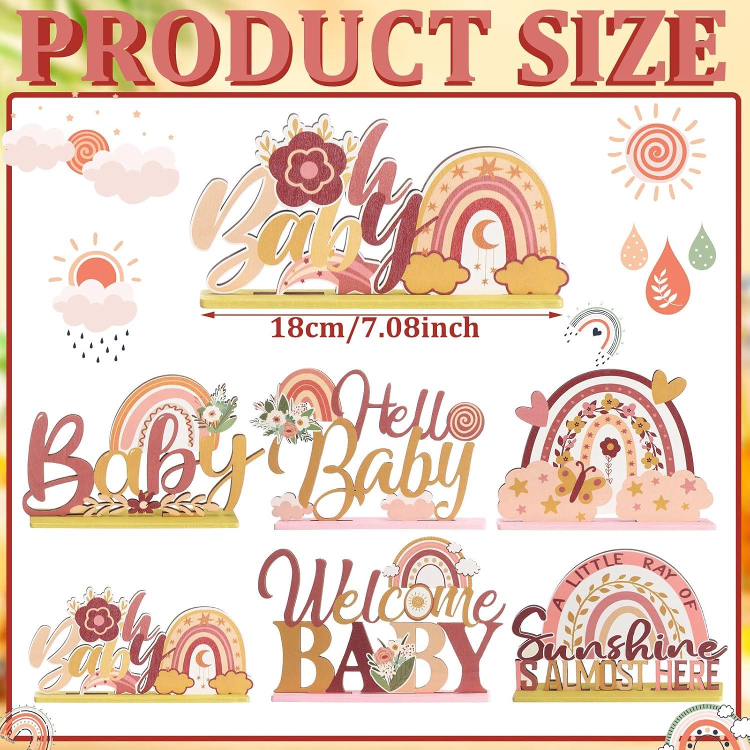 6 Piezas Centro de Mesa Arcoíris Boho Suzile para Baby Shower