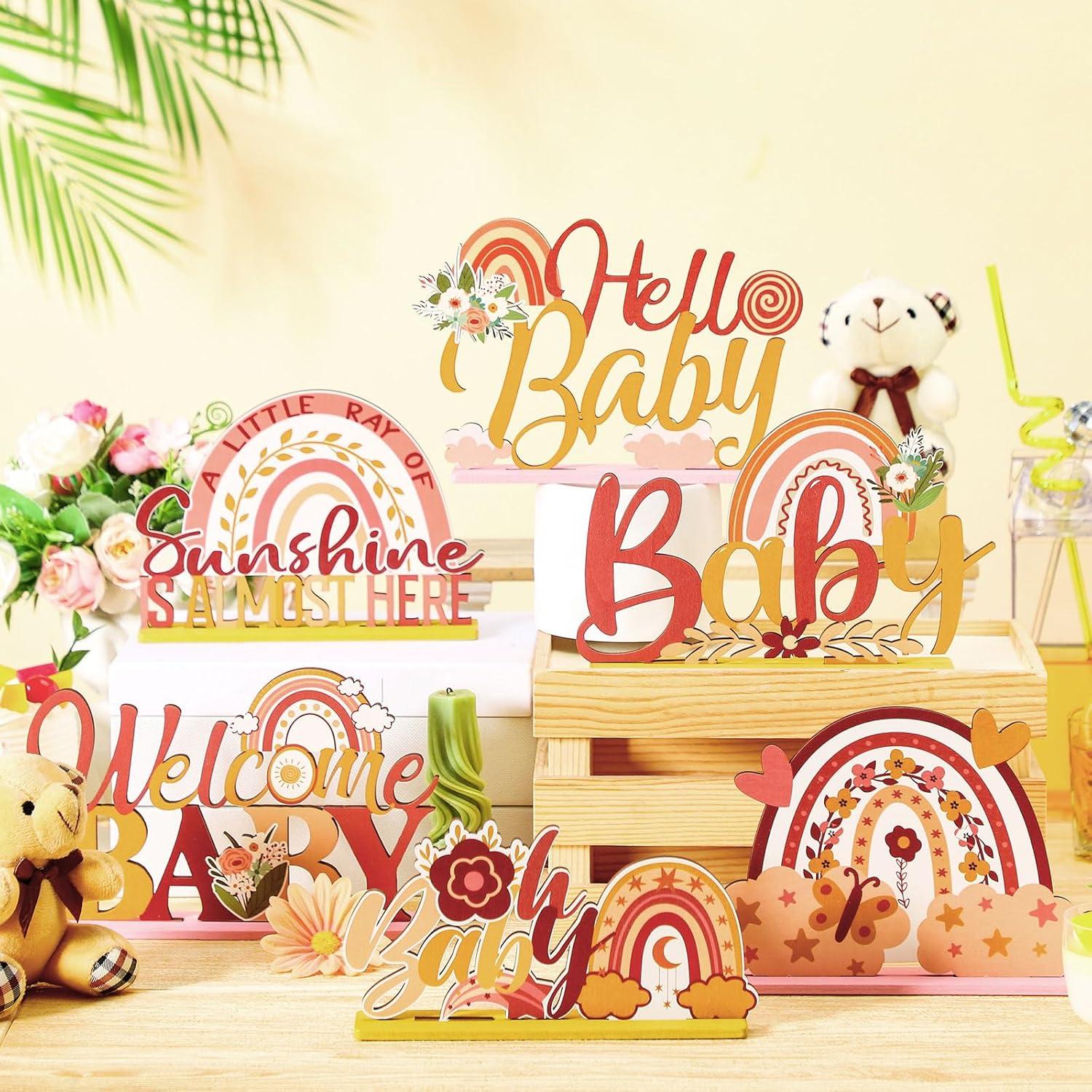 6 Piezas Centro de Mesa Arcoíris Boho Suzile para Baby Shower