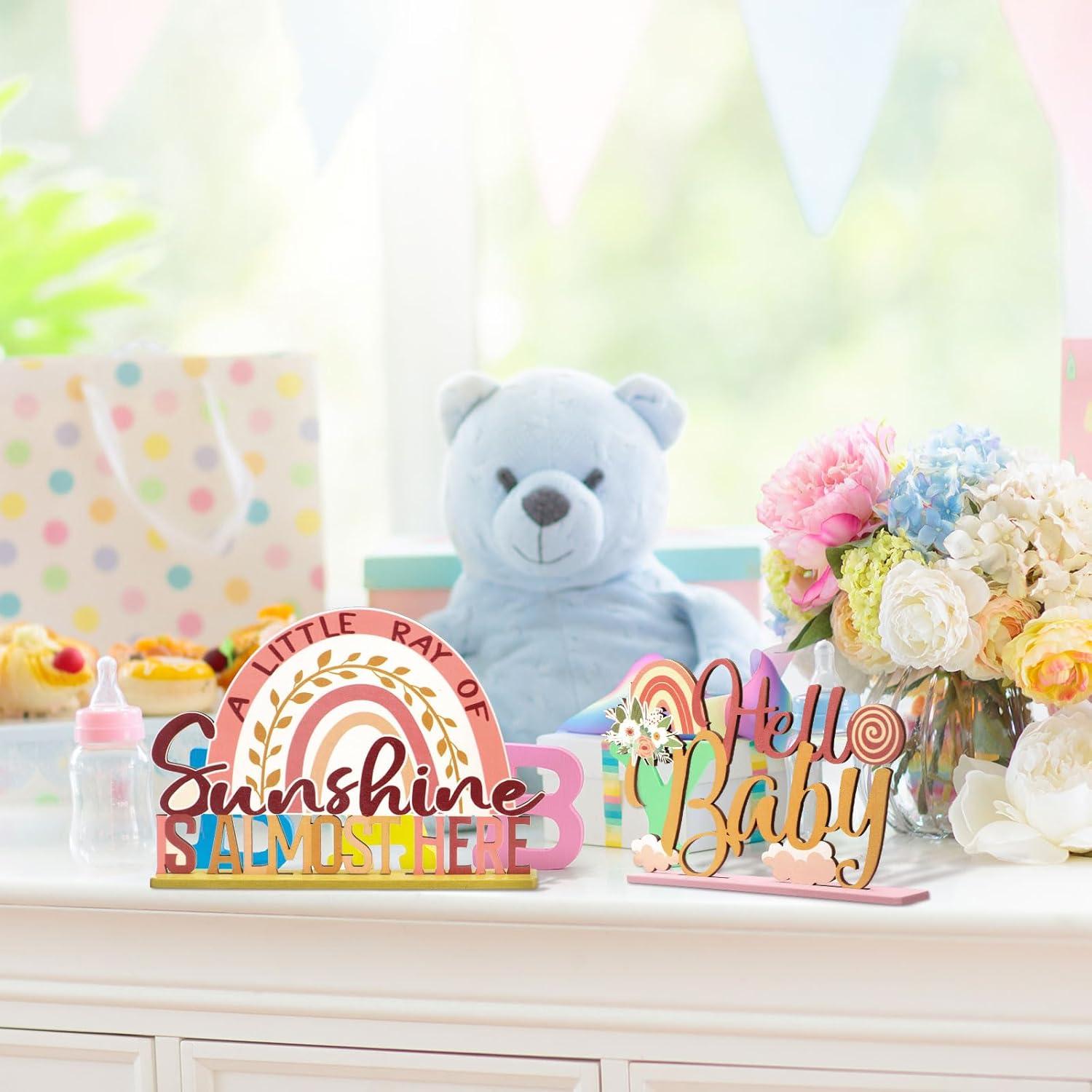 6 Piezas Centro de Mesa Arcoíris Boho Suzile para Baby Shower