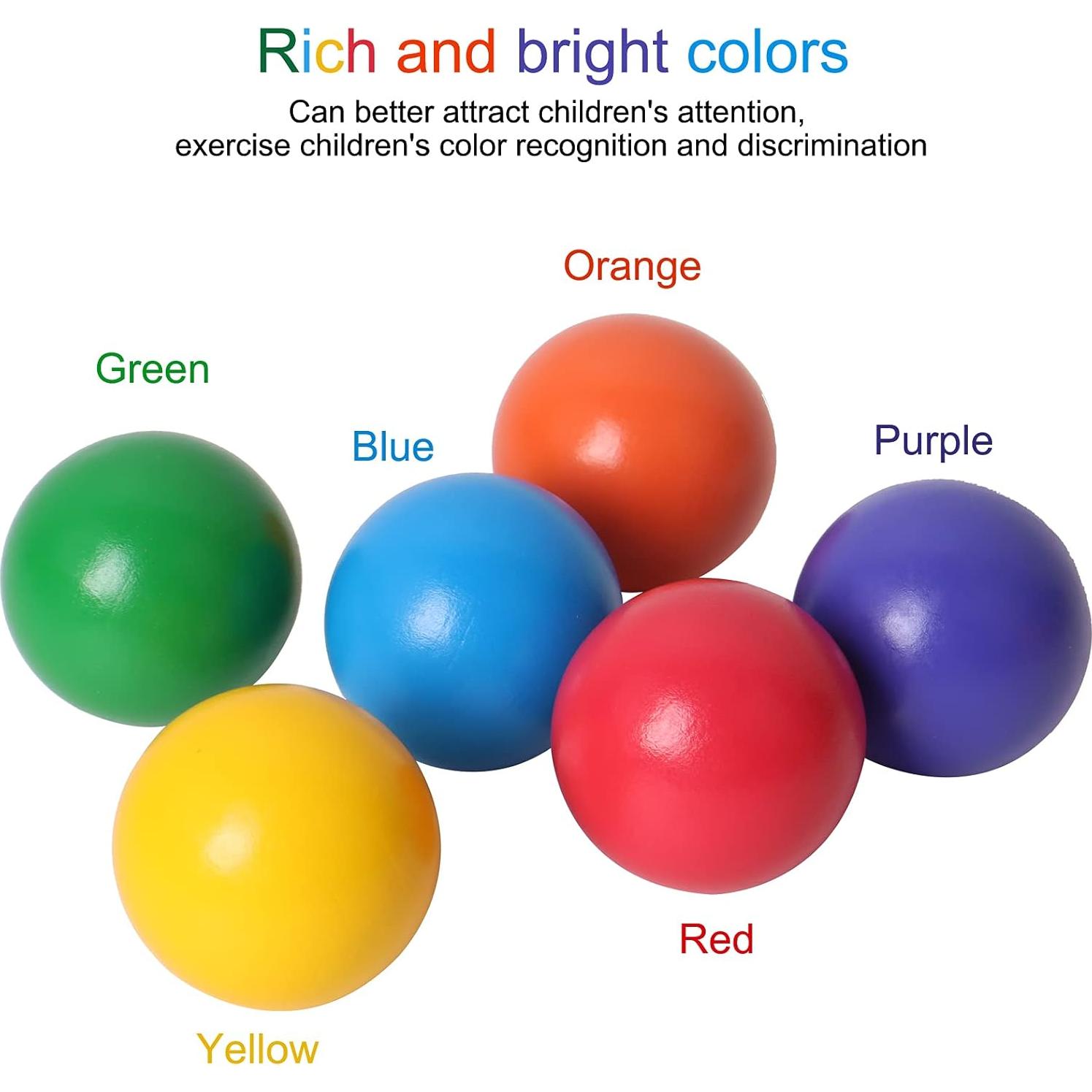 Pelotas de Madera Arcoíris SHIERDU - 6 Unidades para Niños