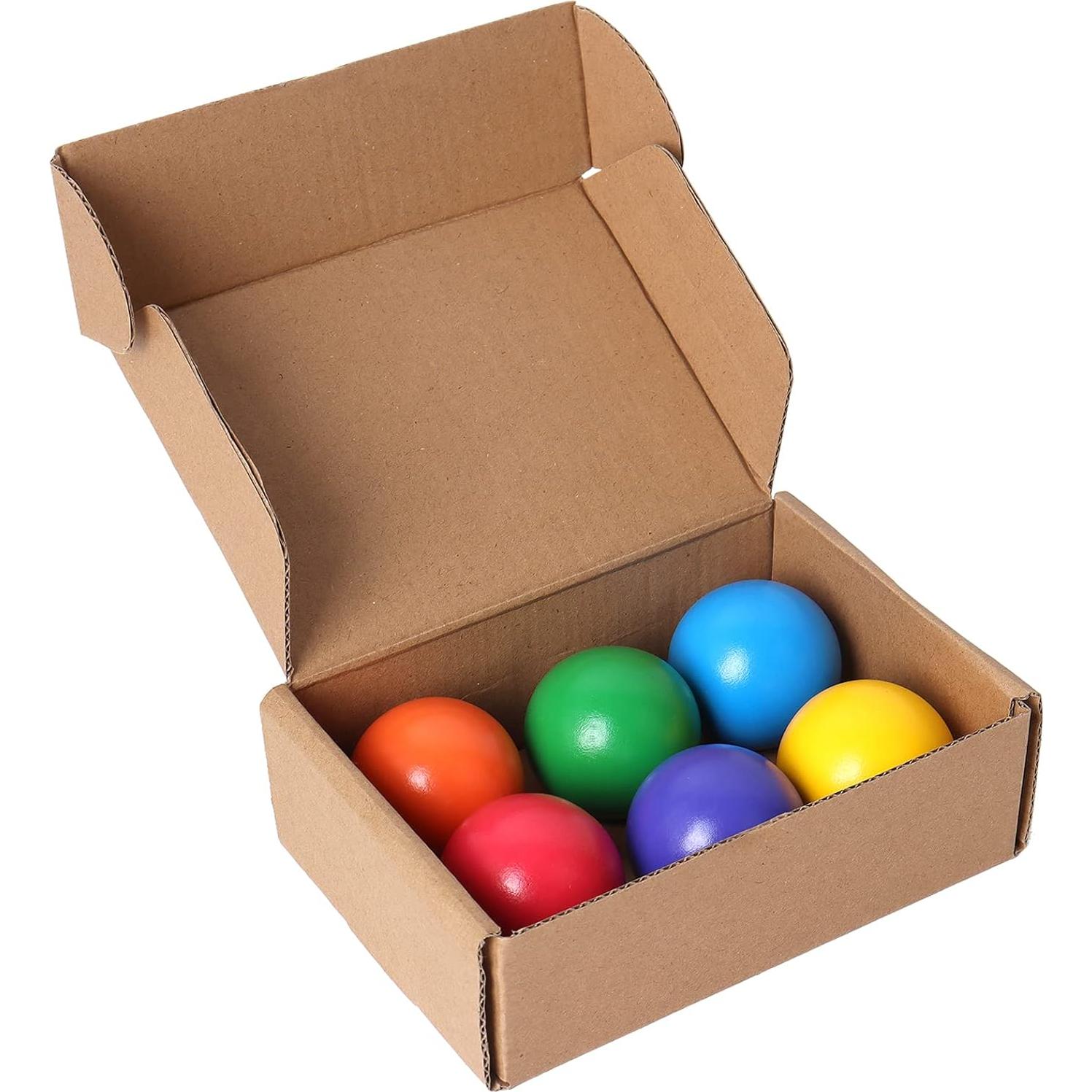 Pelotas de Madera Arcoíris SHIERDU - 6 Unidades para Niños