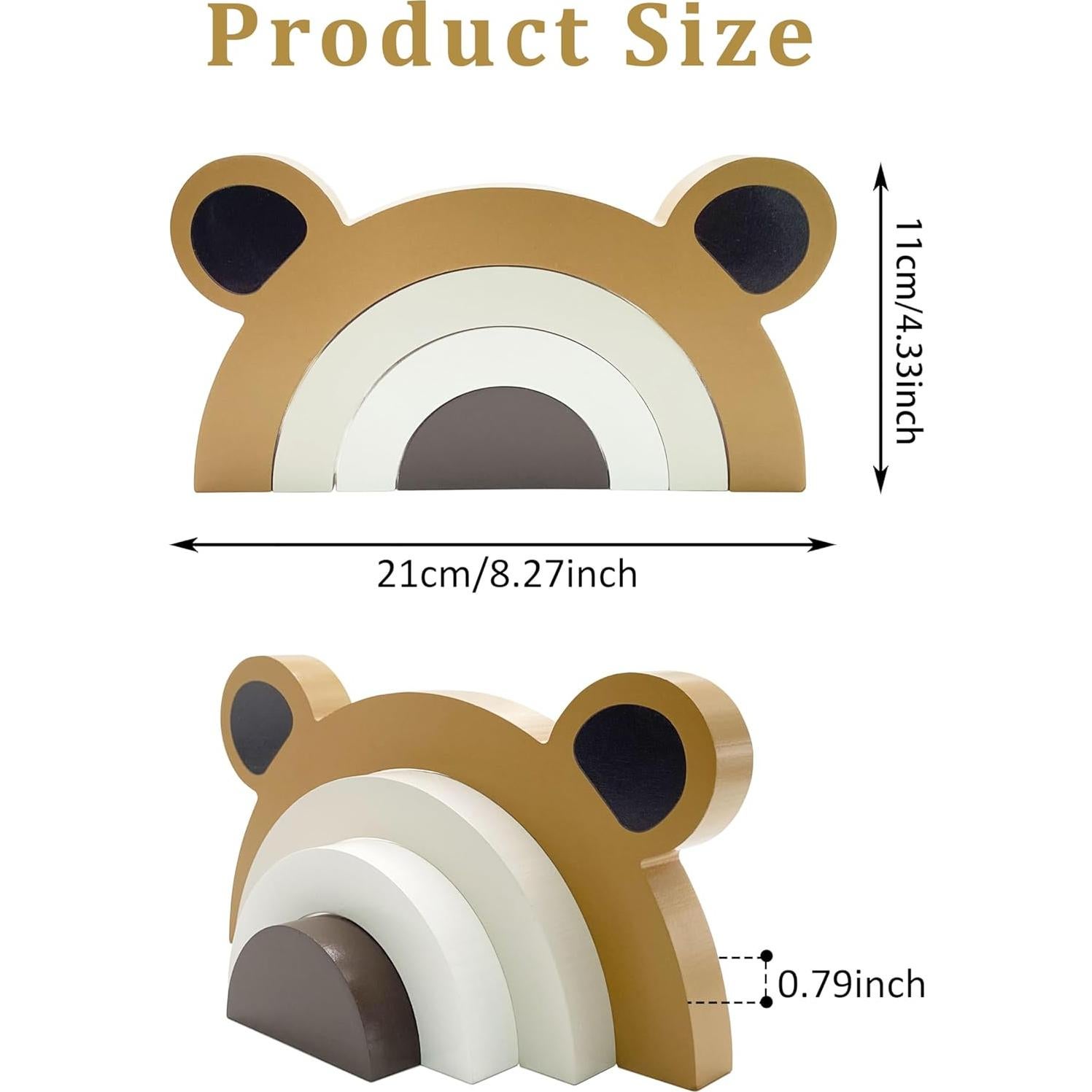 Decoración de Oso de Madera Arcoíris Ajqiomh 21x11cm